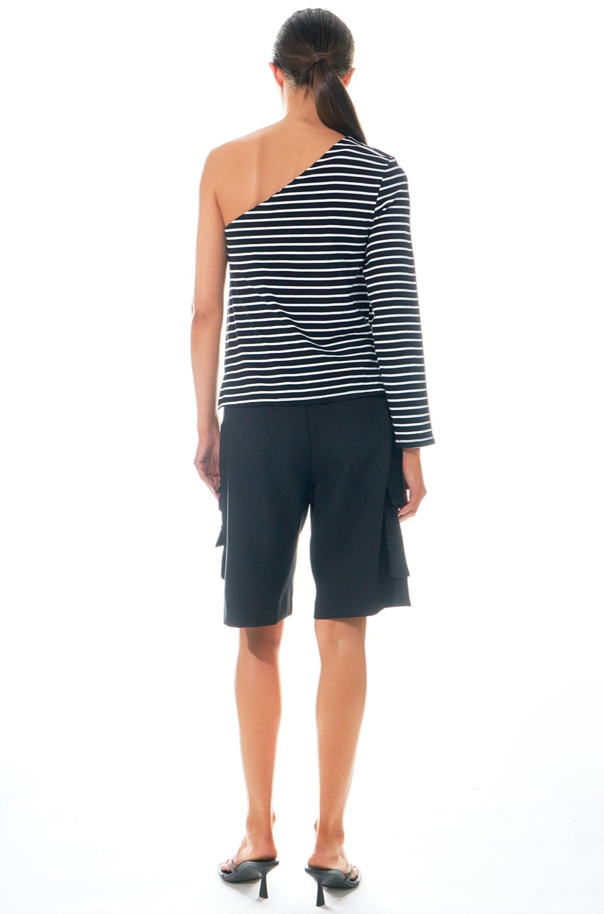 GREY LAB - Stripe One Shoulder Top - TOPS available at Objectrare