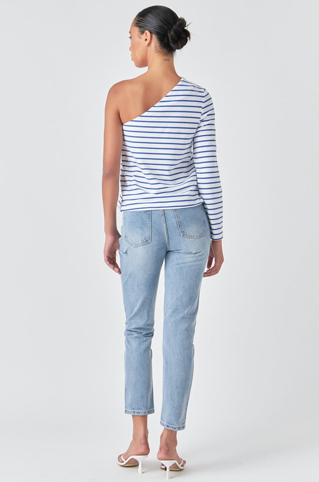 GREY LAB - Stripe One Shoulder Top - TOPS available at Objectrare