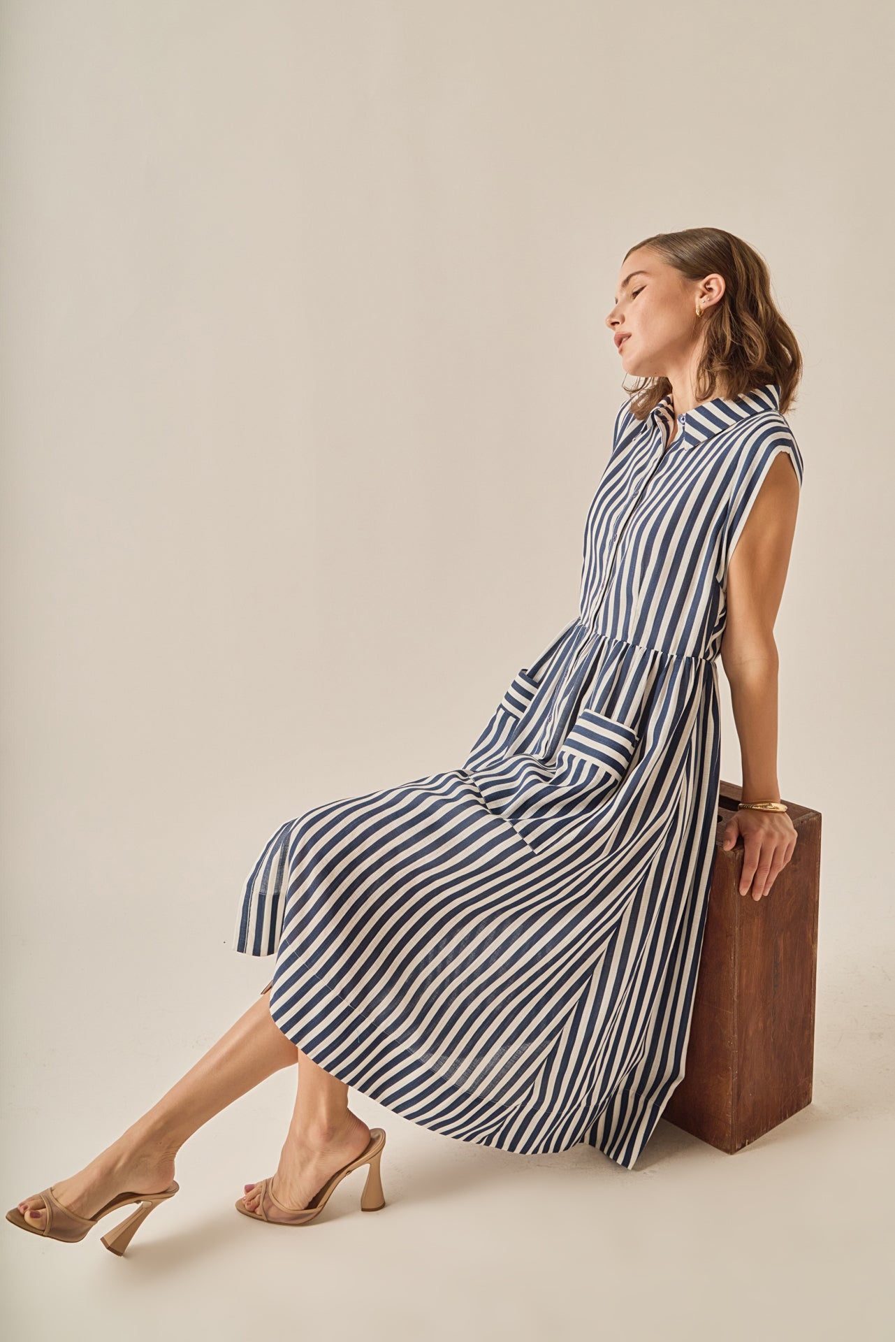 ENGLISH FACTORY - The Seersucker Stripe Midi Dress - DRESSES available at Objectrare