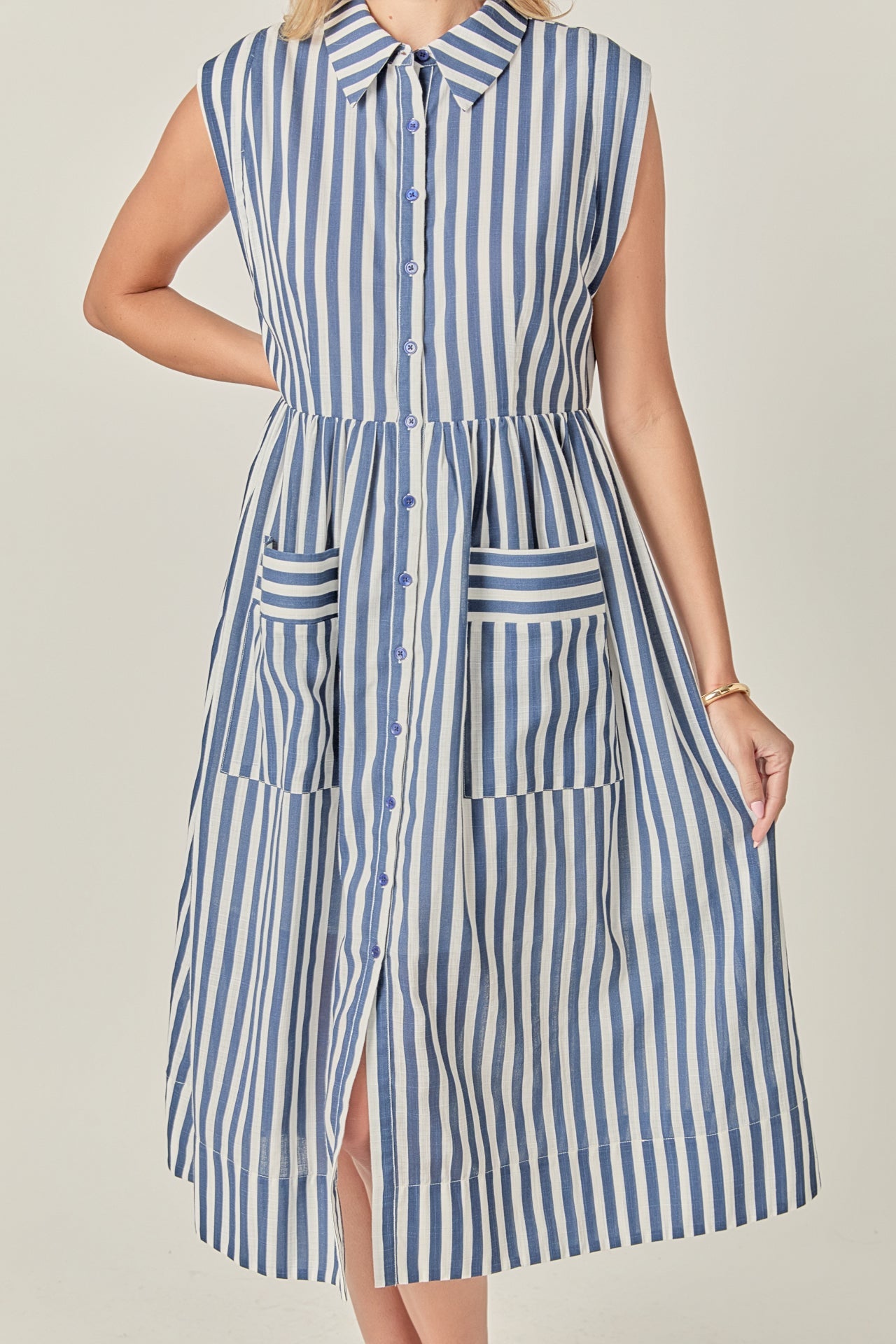 ENGLISH FACTORY - The Seersucker Stripe Midi - DRESSES available at Objectrare