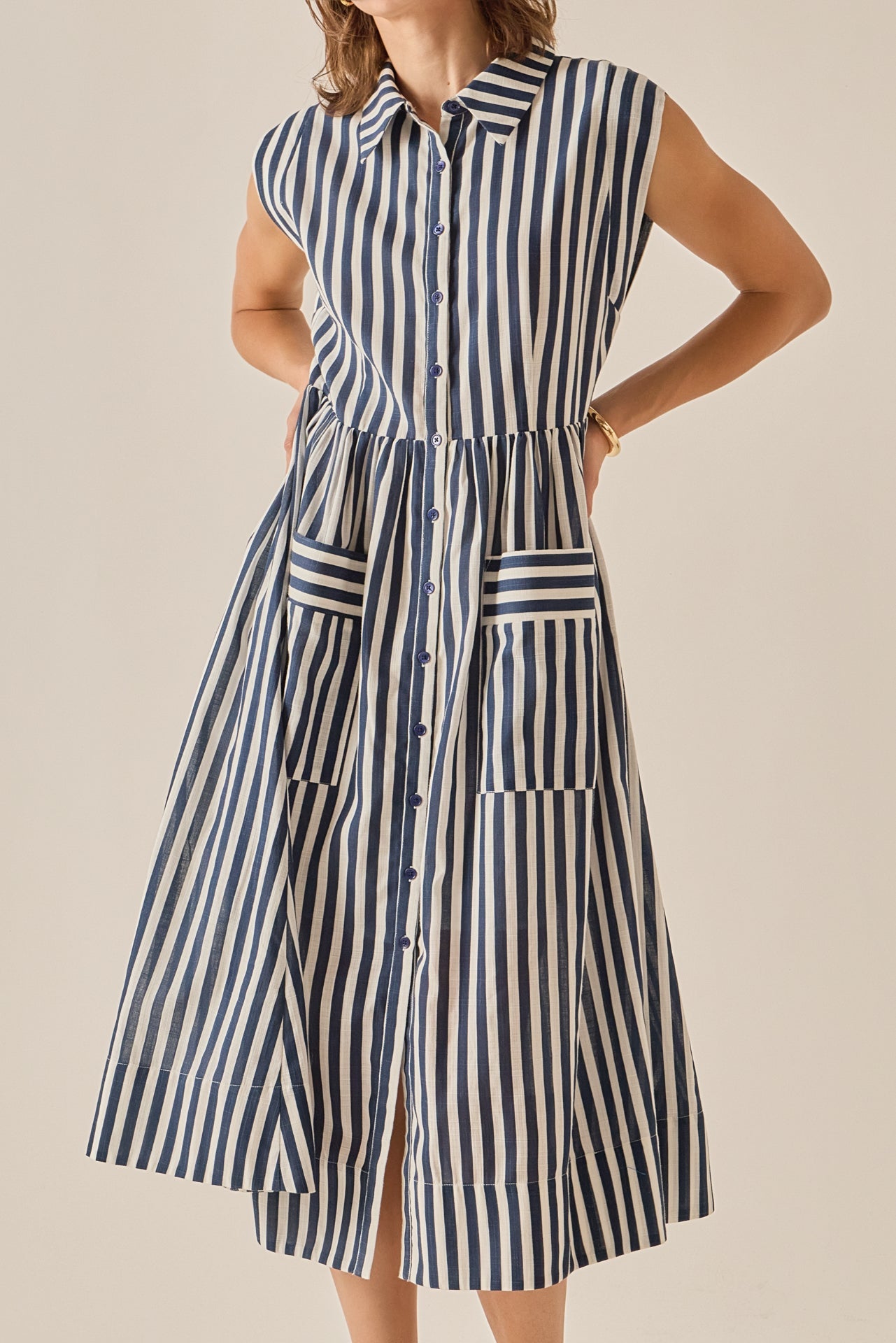 ENGLISH FACTORY - The Seersucker Stripe Midi Dress - DRESSES available at Objectrare