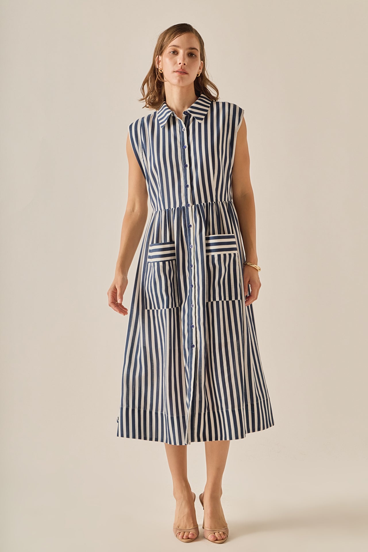 ENGLISH FACTORY - The Seersucker Stripe Midi Dress - DRESSES available at Objectrare