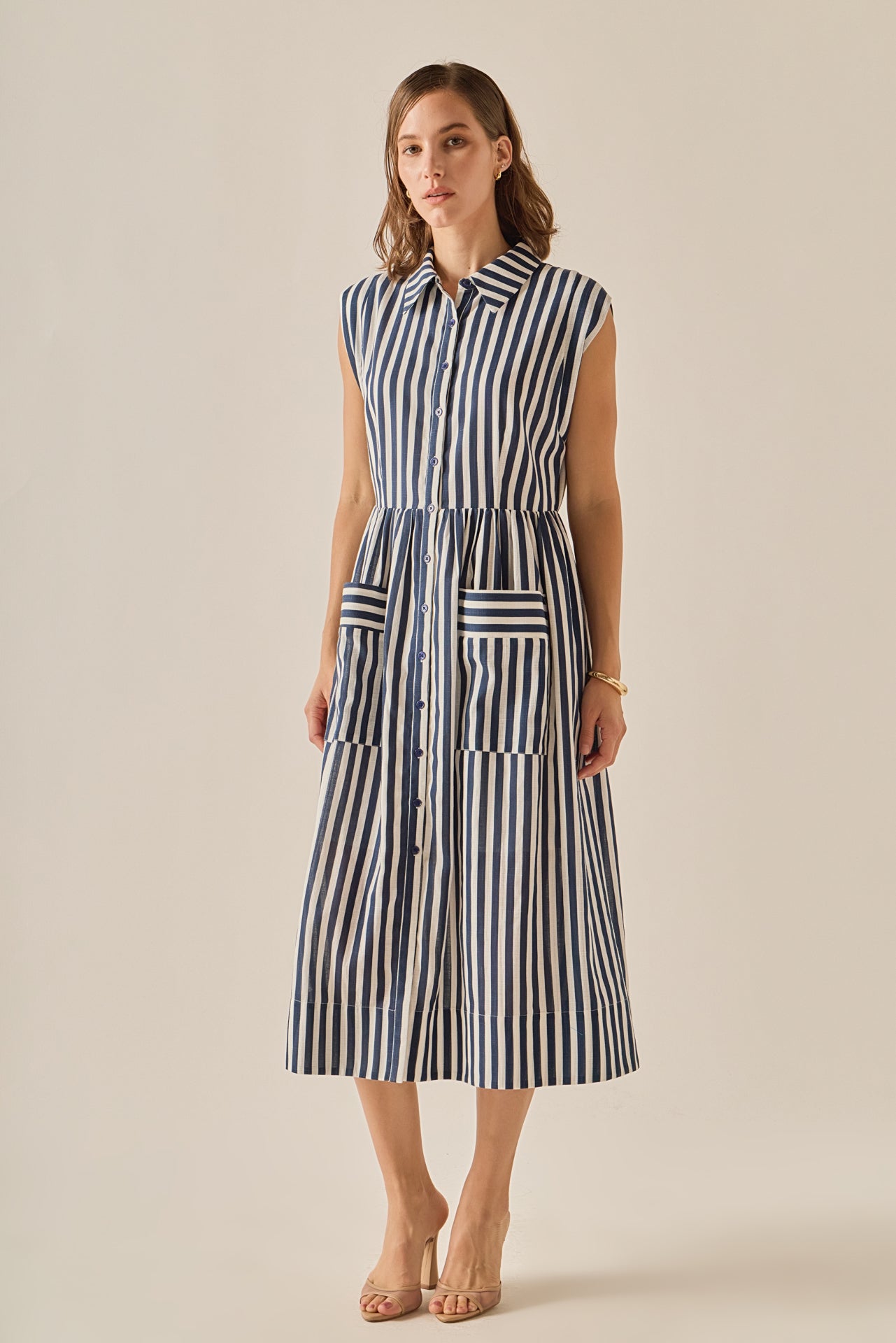 ENGLISH FACTORY - The Seersucker Stripe Midi Dress - DRESSES available at Objectrare