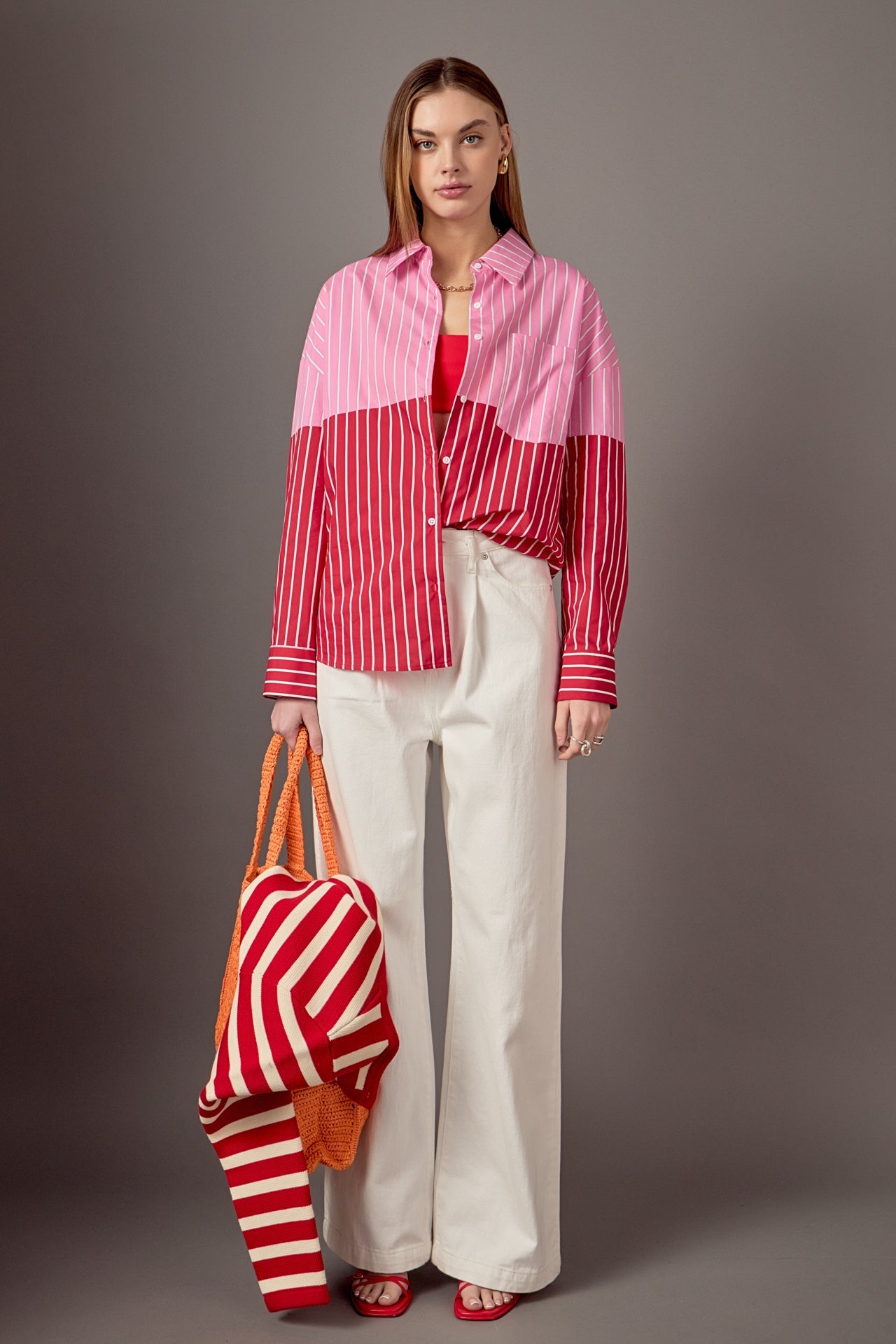 ENGLISH FACTORY - Aubrey Colorblock Stripe Shirt - BLOUSES available at Objectrare