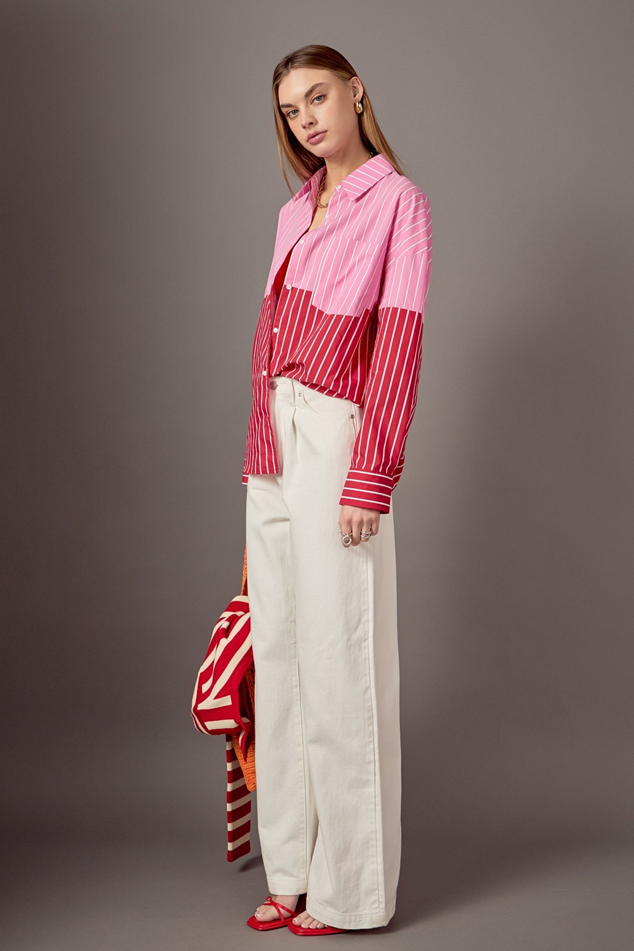 ENGLISH FACTORY - Aubrey Colorblock Stripe Shirt - BLOUSES available at Objectrare