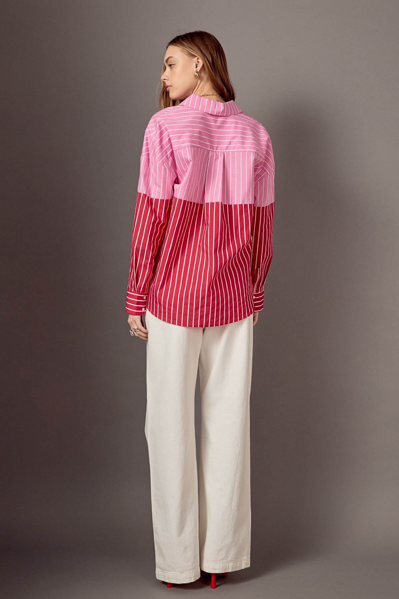 ENGLISH FACTORY - Aubrey Colorblock Stripe Shirt - BLOUSES available at Objectrare