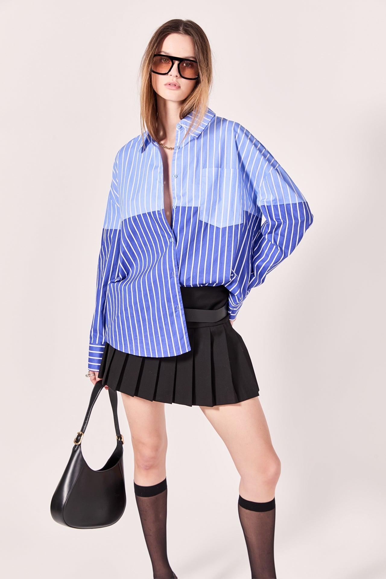 ENGLISH FACTORY - Colorblock Stripe Oversized Shirt - SHIRTS available at Objectrare