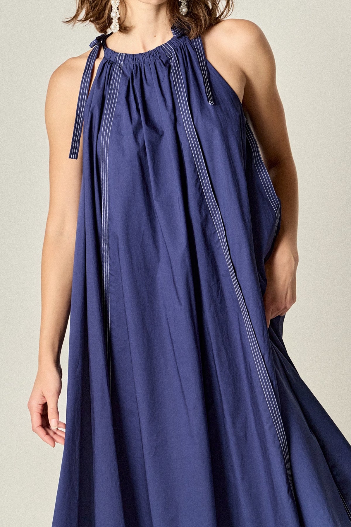 ENGLISH FACTORY - Halter Neck Tie Midi Dress - DRESSES available at Objectrare