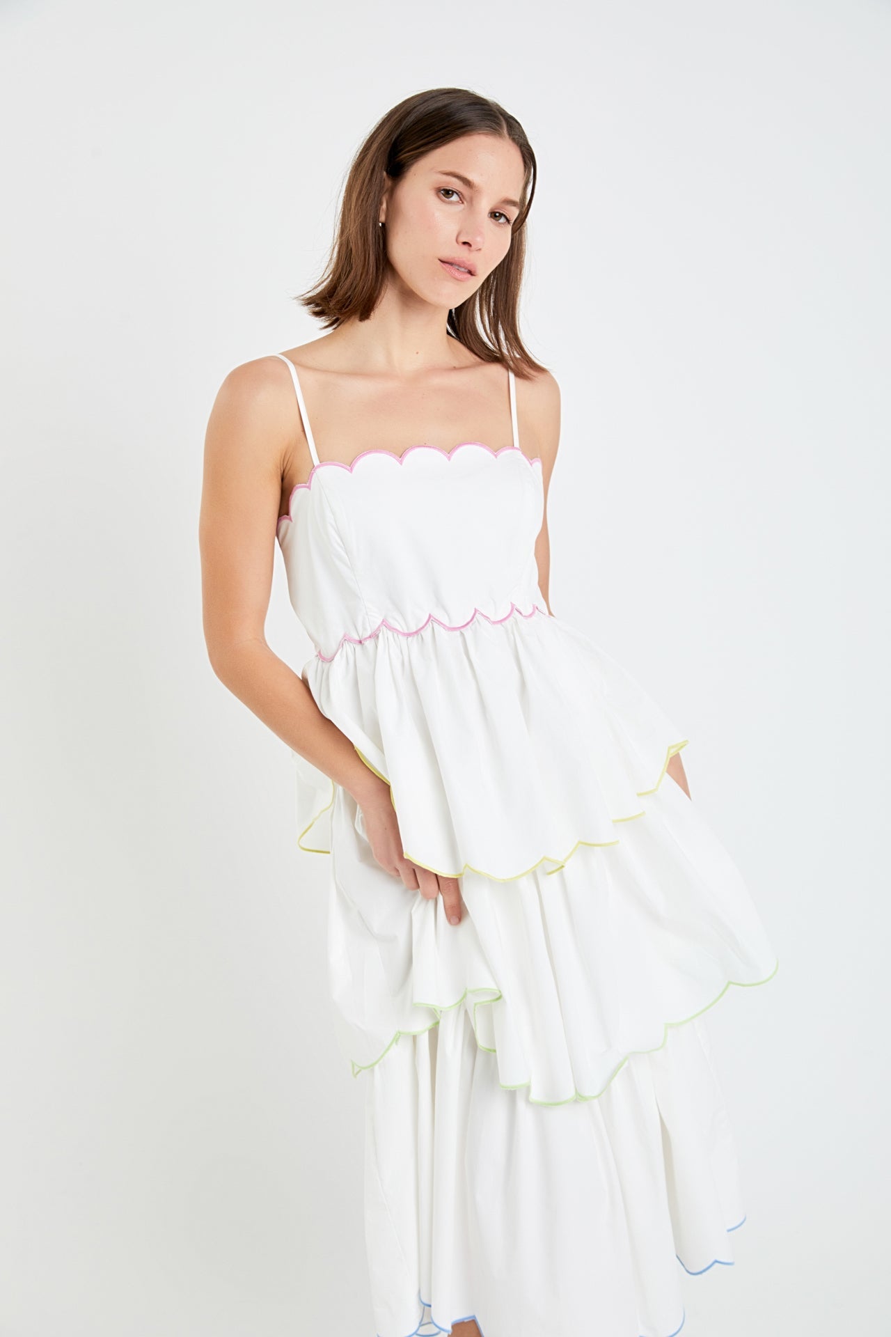 ENGLISH FACTORY - Scallop Sleeveless Tiered Dress - DRESSES available at Objectrare