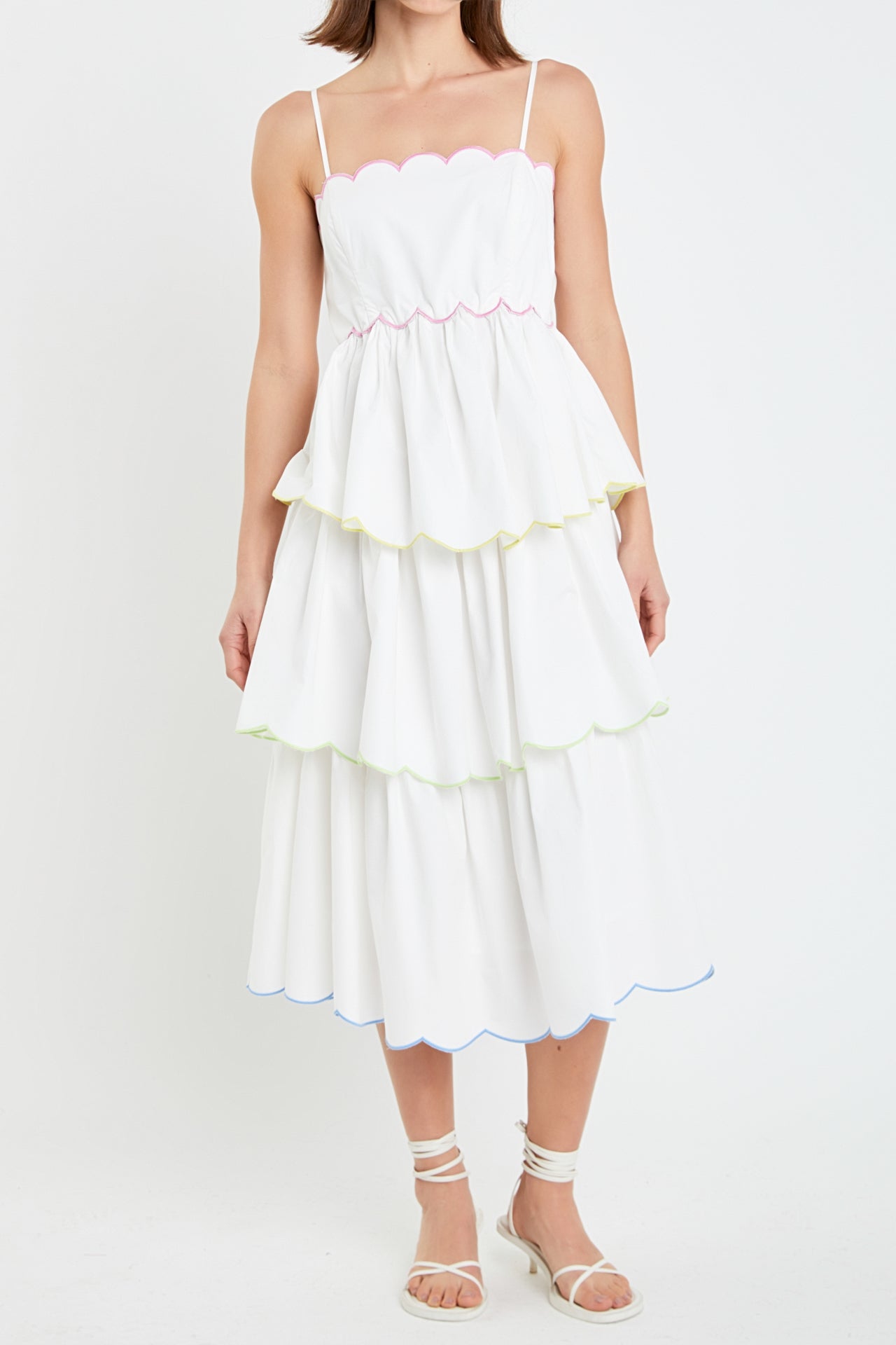ENGLISH FACTORY - Scallop Sleeveless Tiered Dress - DRESSES available at Objectrare