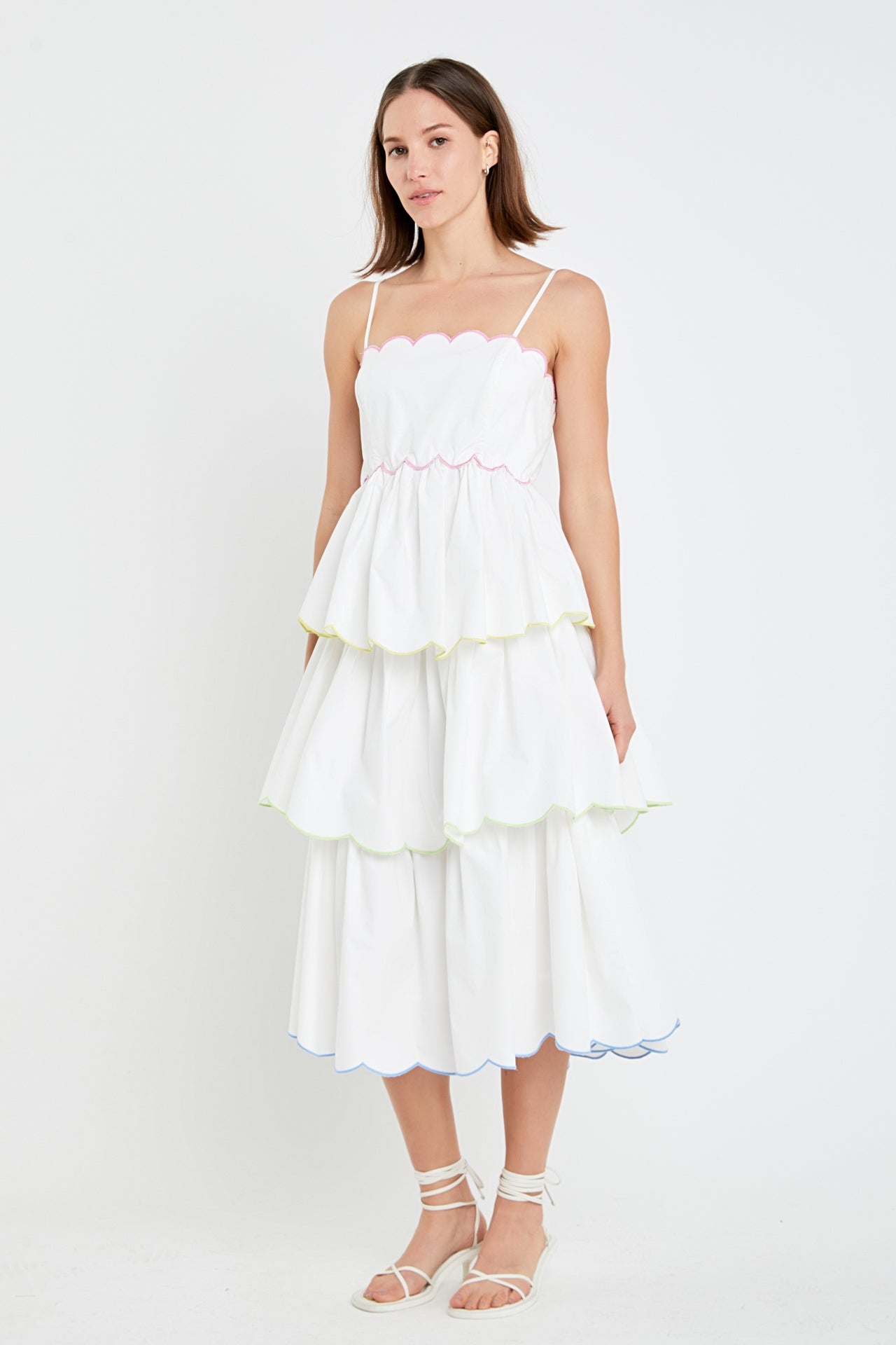 ENGLISH FACTORY - Scallop Sleeveless Tiered Dress - DRESSES available at Objectrare