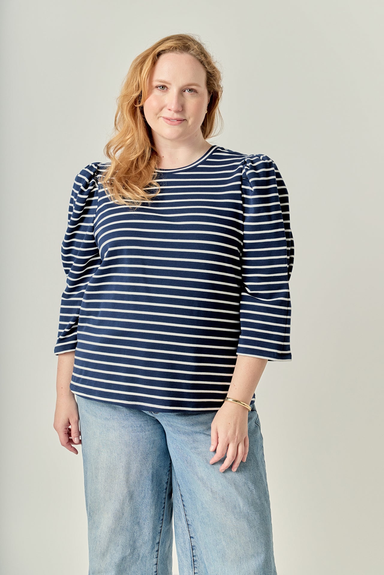 ENGLISH FACTORY - Puff Sleeve Stripe Knit Top - TOPS available at Objectrare