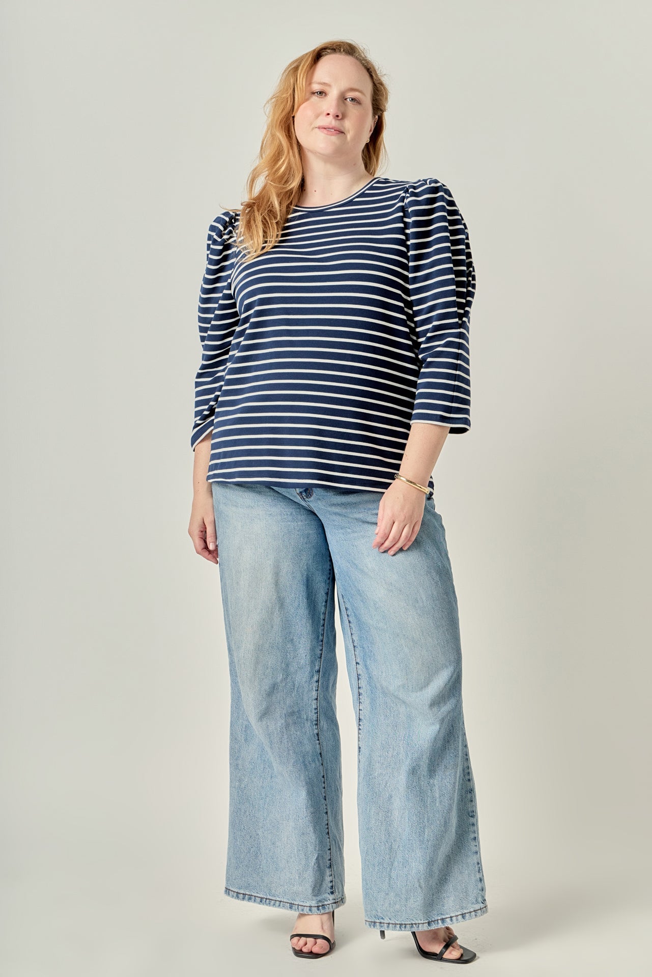 ENGLISH FACTORY - Puff Sleeve Stripe Knit Top - TOPS available at Objectrare