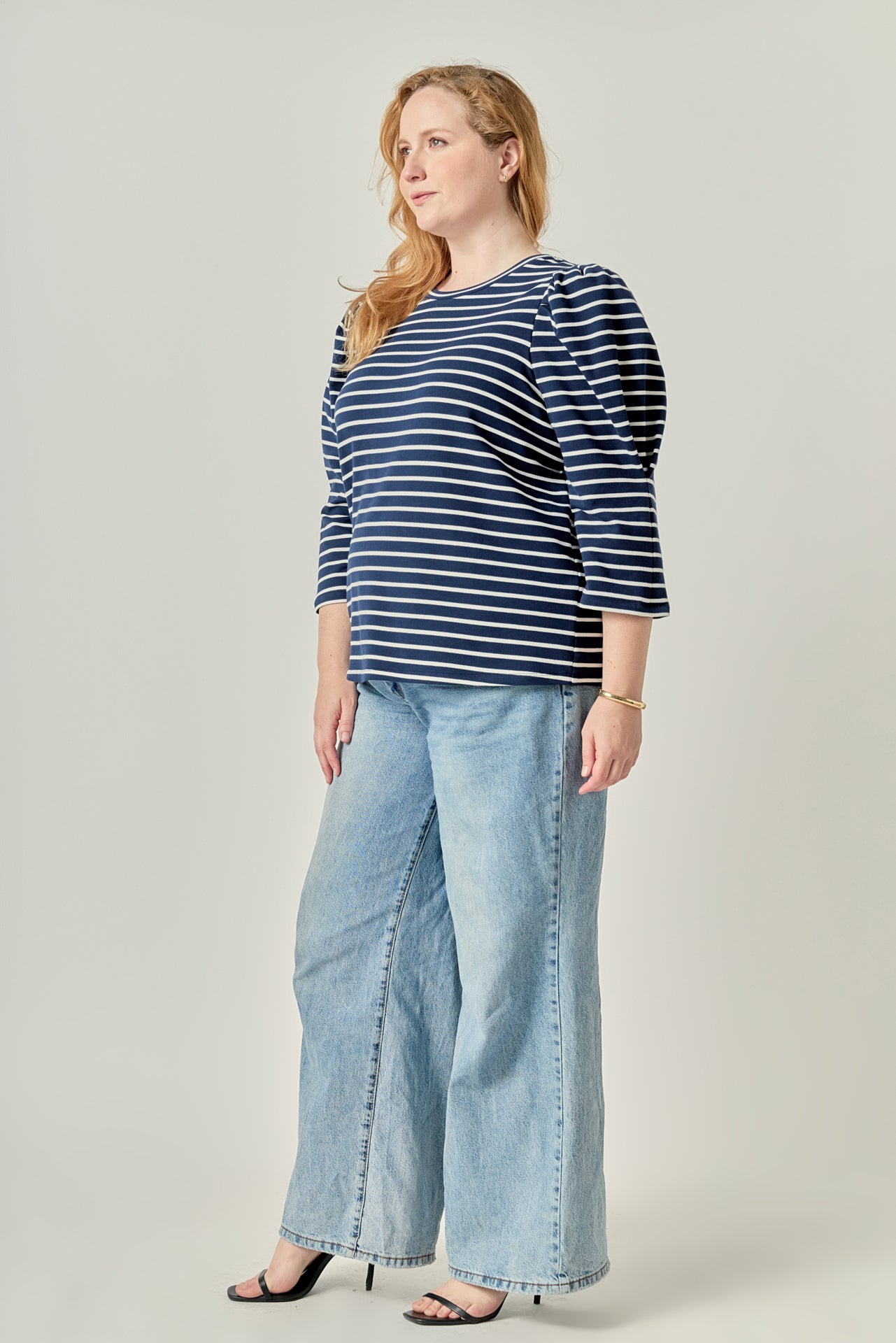 ENGLISH FACTORY - Puff Sleeve Stripe Knit Top - TOPS available at Objectrare