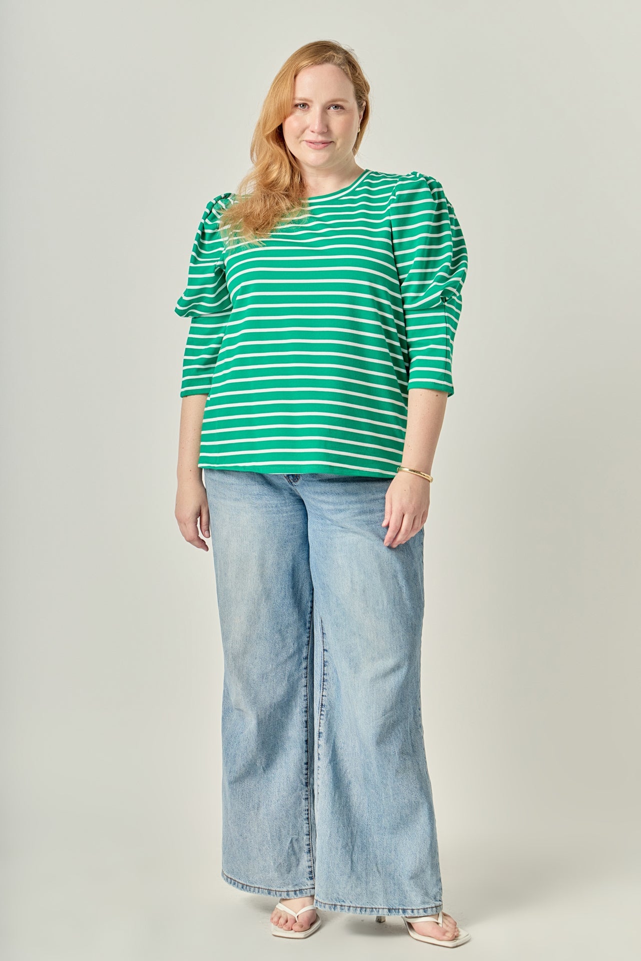 ENGLISH FACTORY - Puff Sleeve Stripe Knit Top - TOPS available at Objectrare