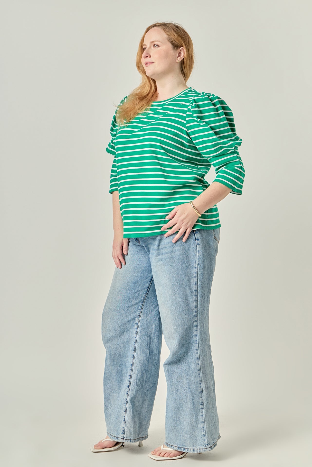 ENGLISH FACTORY - Puff Sleeve Stripe Knit Top - TOPS available at Objectrare