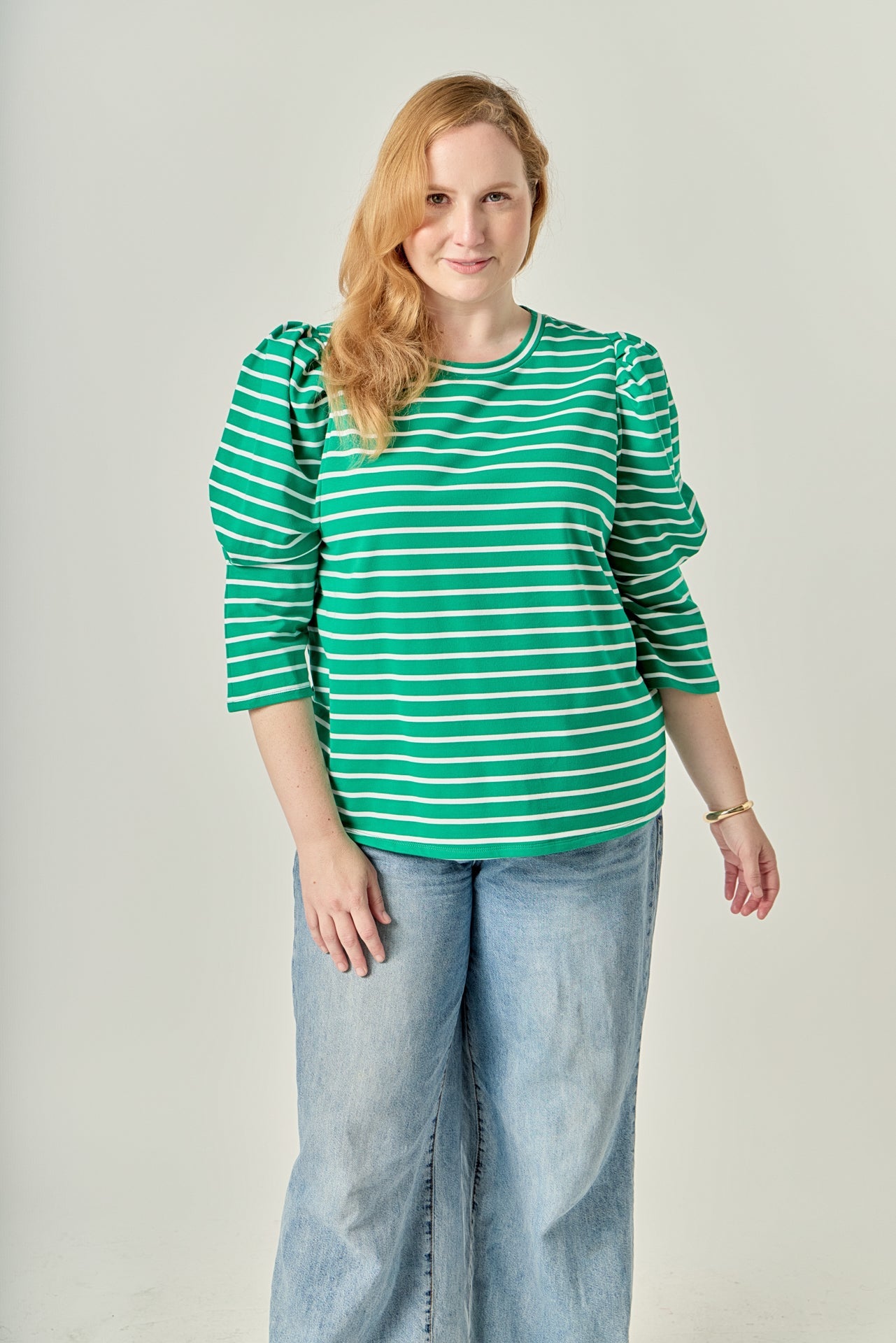 ENGLISH FACTORY - Puff Sleeve Stripe Knit Top - TOPS available at Objectrare