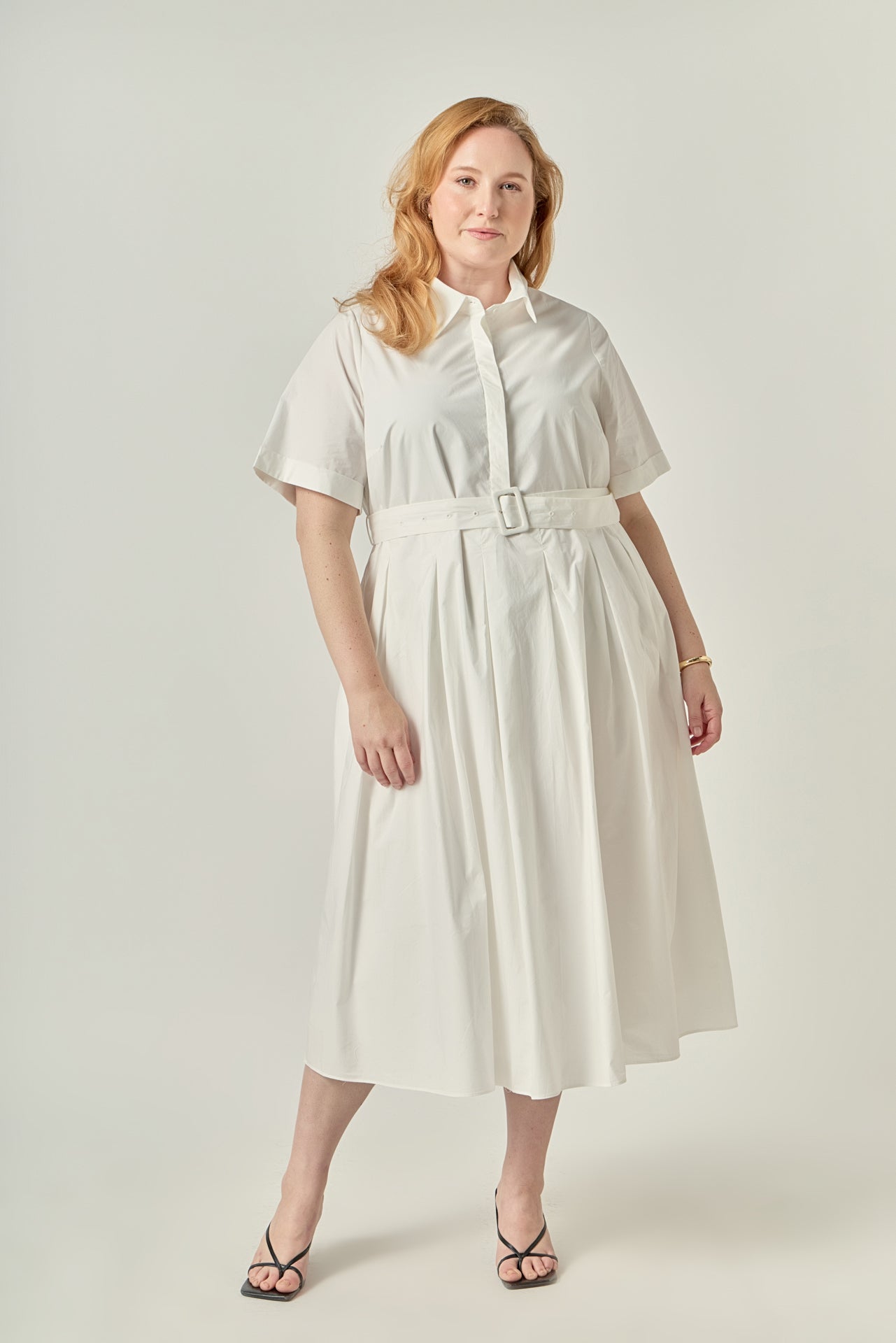 ENGLISH FACTORY - Collared Belted Shirt Midi Dress - DRESSES available at Objectrare