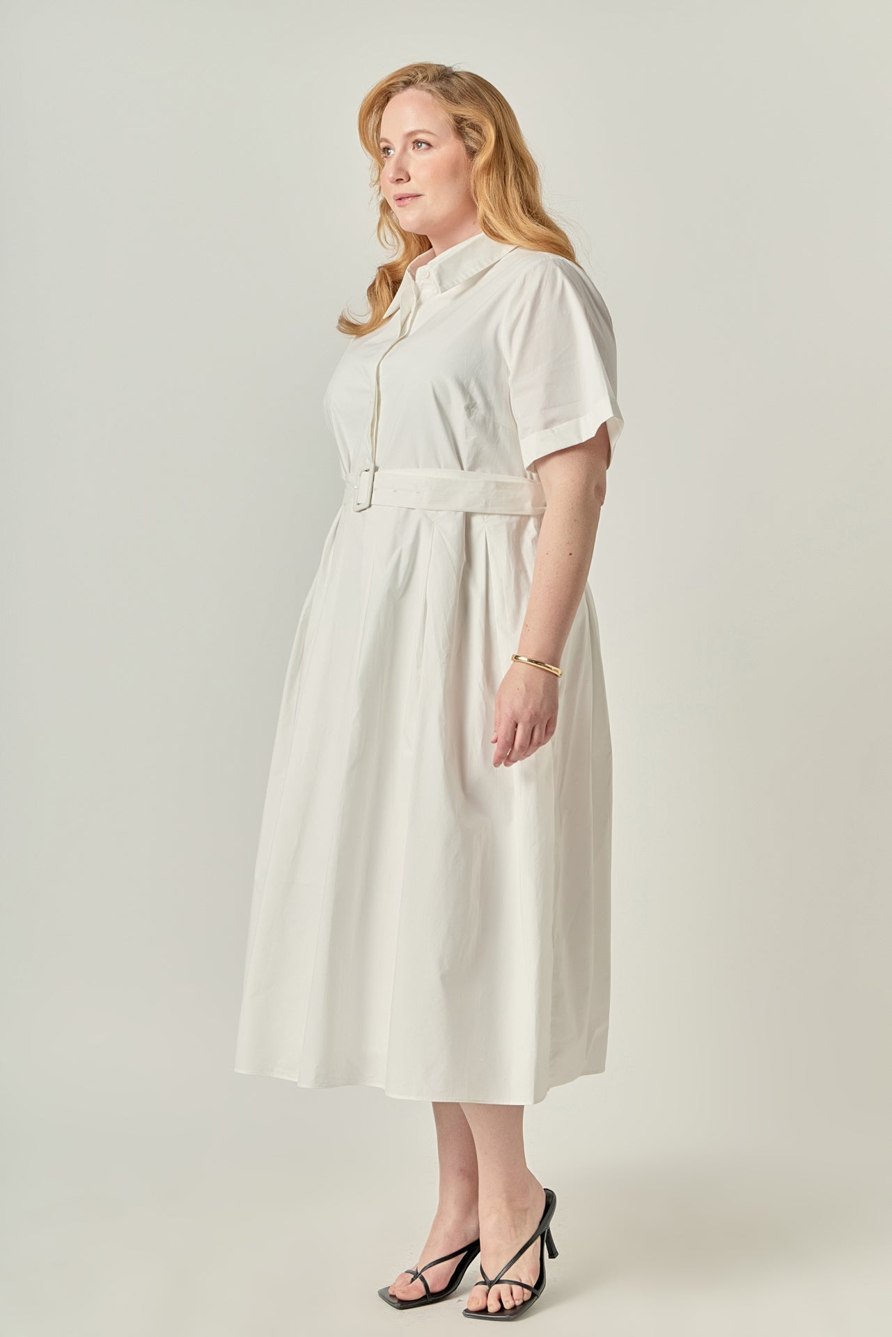 ENGLISH FACTORY - Collared Belted Shirt Midi Dress - DRESSES available at Objectrare