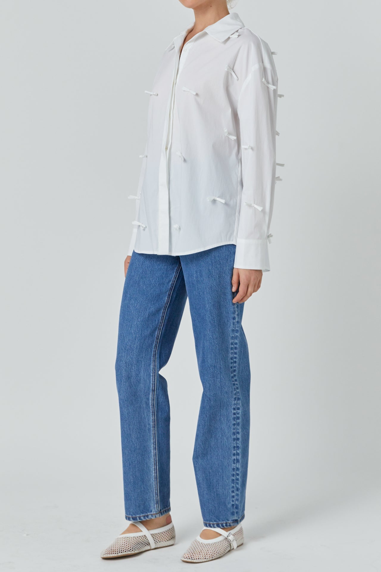 Bow Detailed Drop Shoulder Shirt