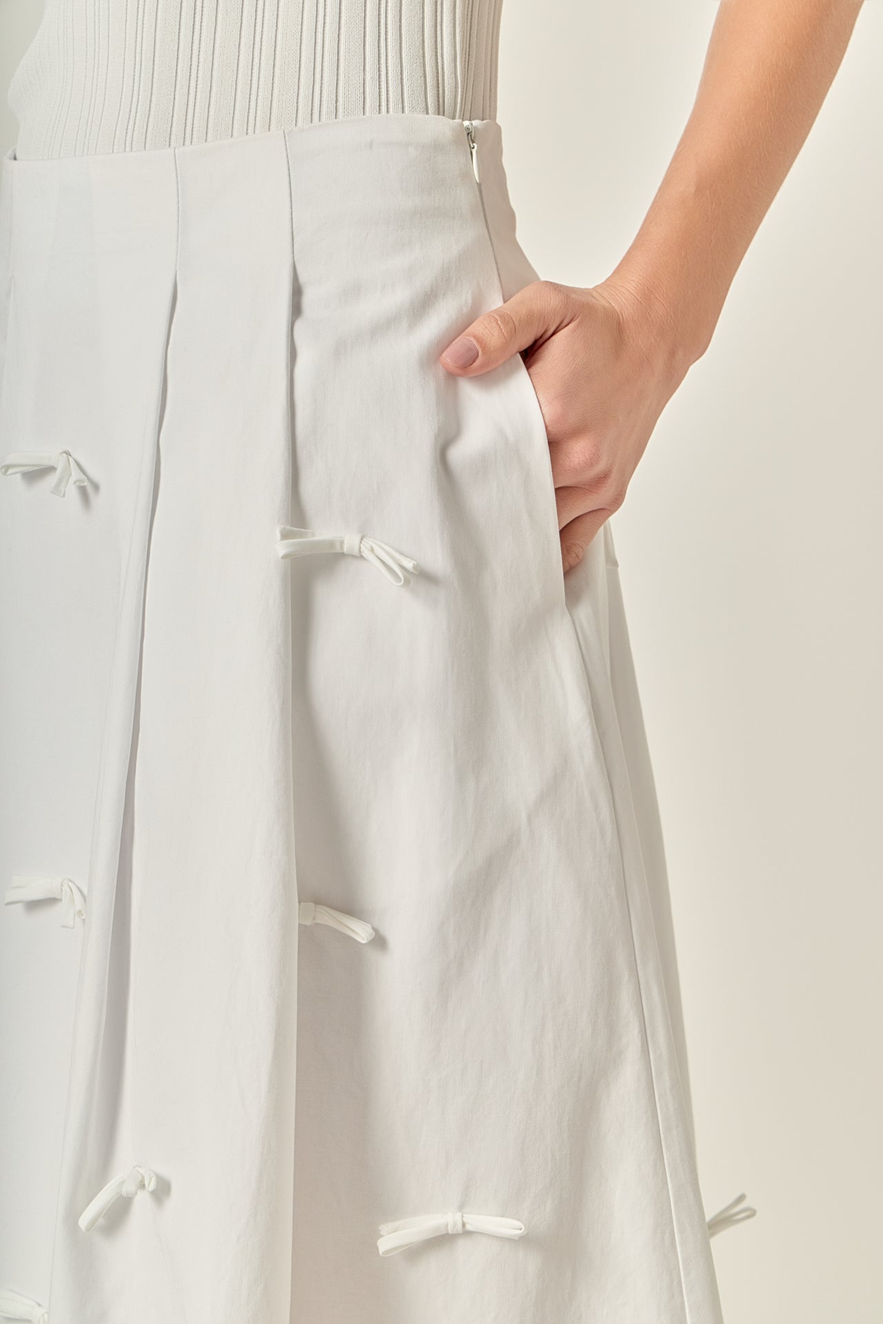Bow Detailed Poplin Midi Skirt