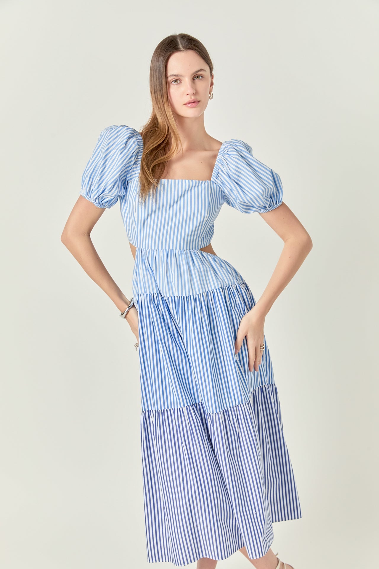 Stripe Color Block Midi Dress