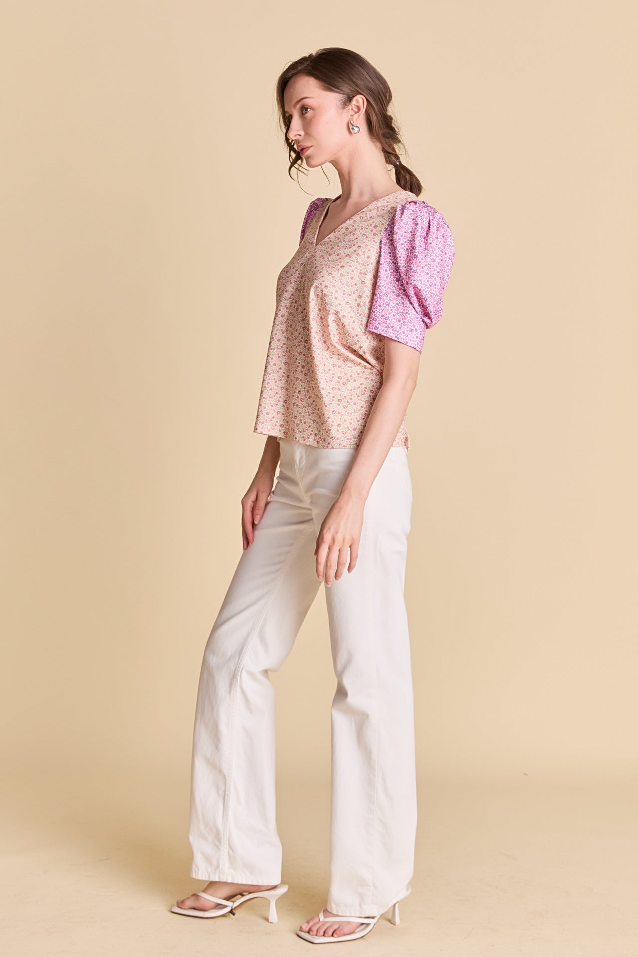 LA'VEN - Floral Knit Detail Top - TOPS available at Objectrare