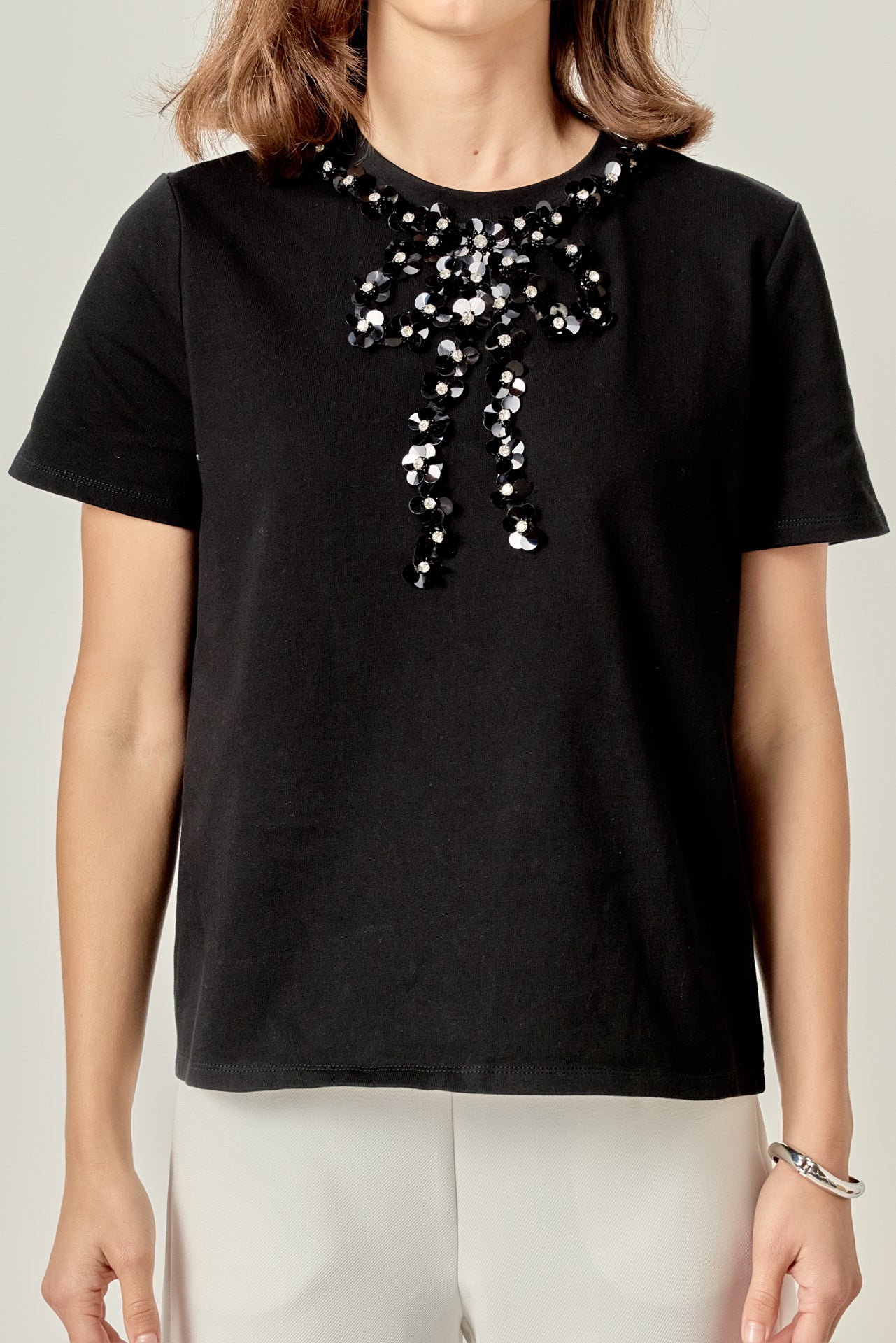 ENGLISH FACTORY - Bow Bead Detail Top - TOPS available at Objectrare