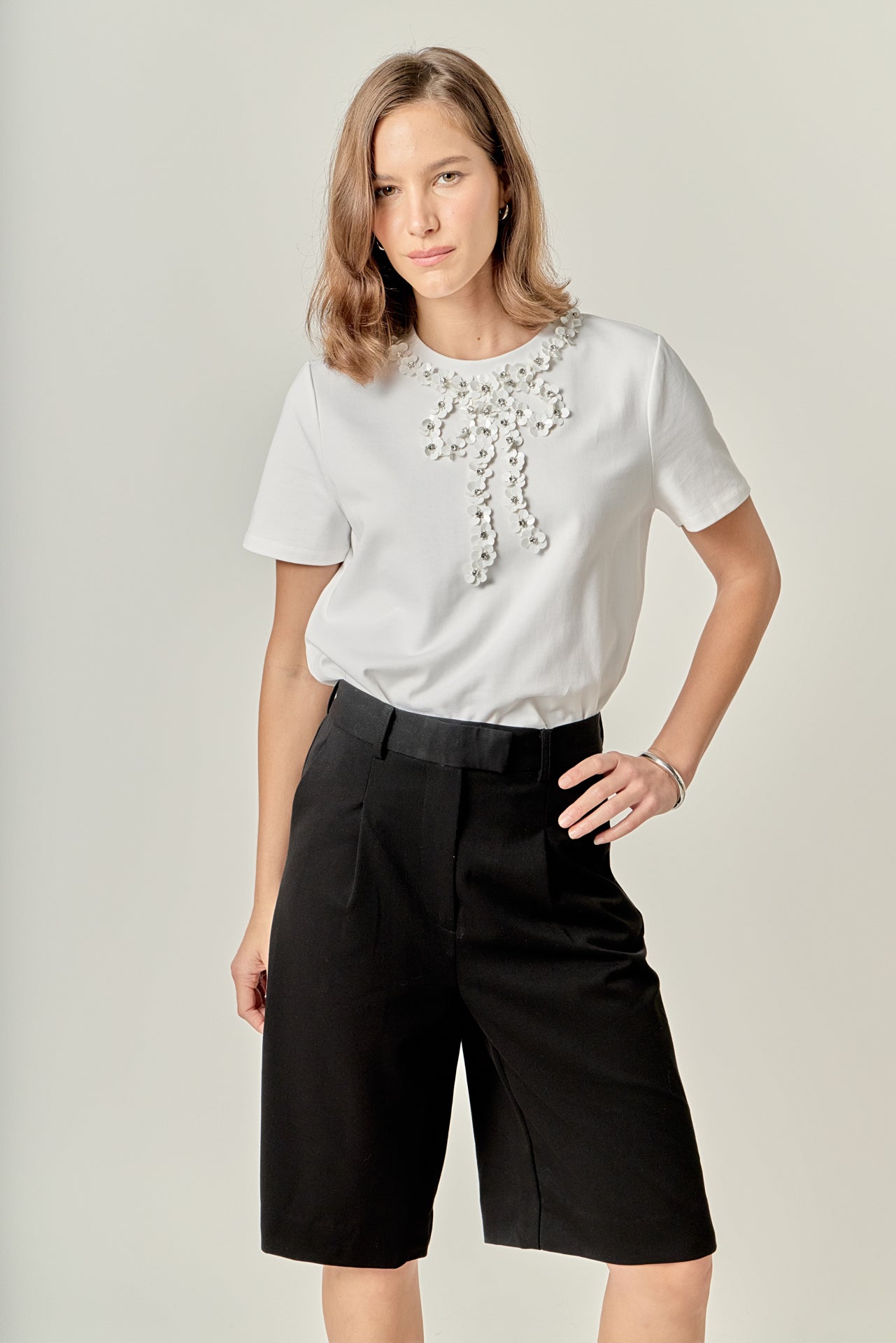 ENGLISH FACTORY - Bow Bead Detail Top - TOPS available at Objectrare