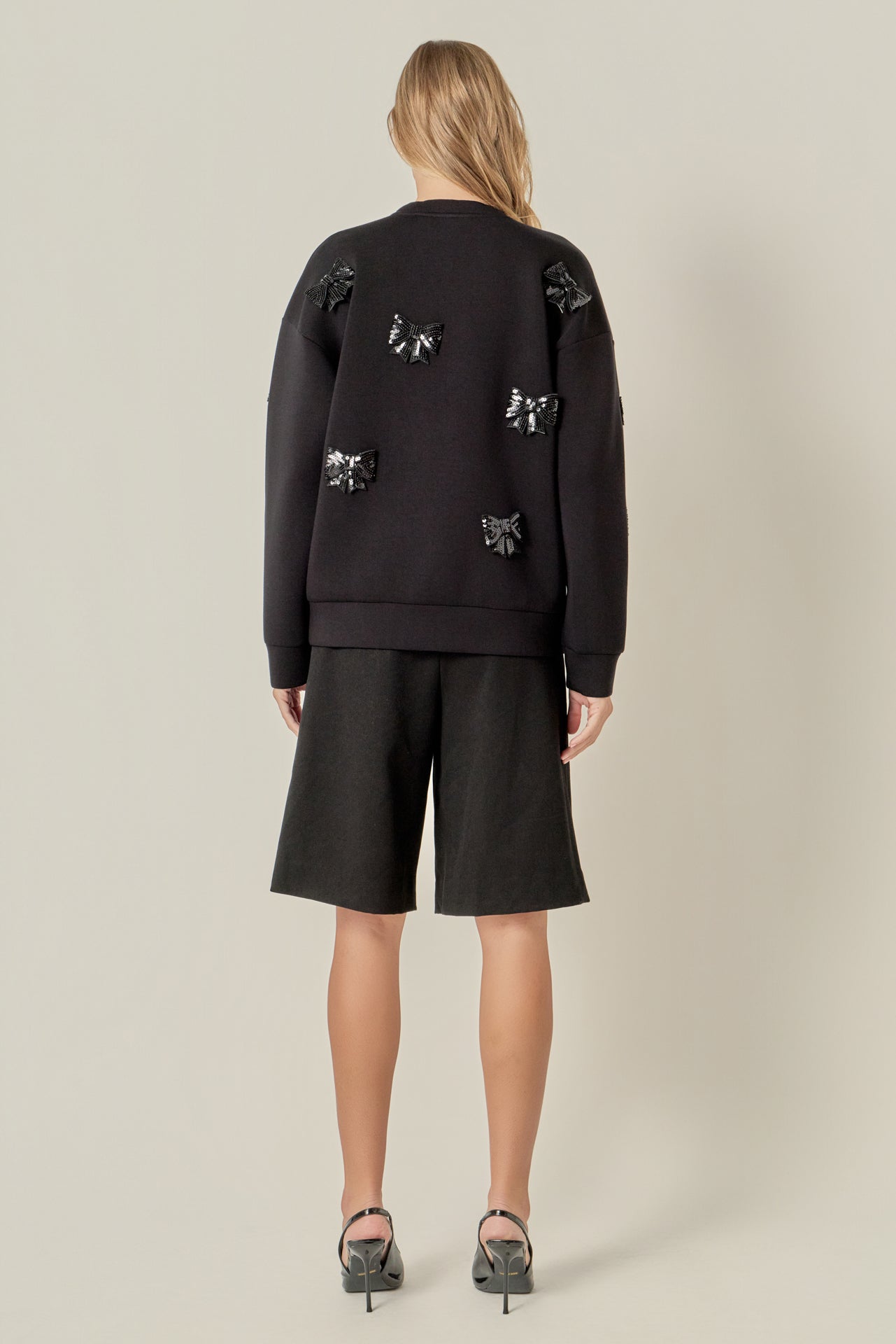 ENGLISH FACTORY - Pearl Bow Scuba Sweatshirt - TOPS available at Objectrare
