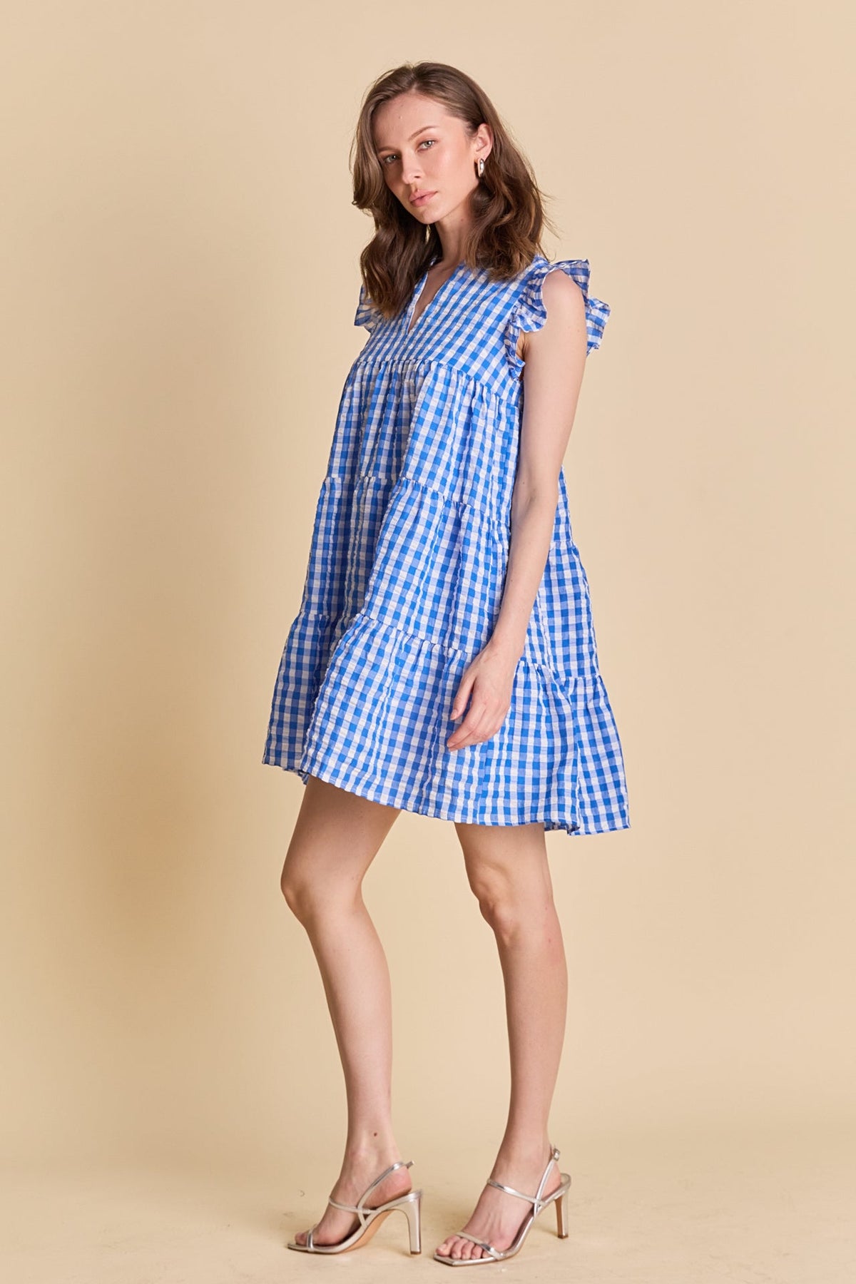 ENGLISH FACTORY - Gingham Check Babydoll Mini Dress - DRESSES available at Objectrare