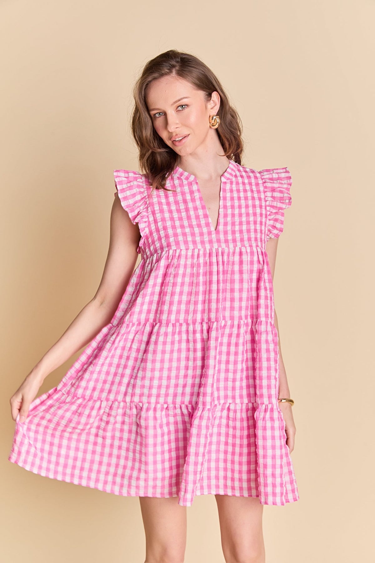 ENGLISH FACTORY - Gingham Check Babydoll Mini Dress - DRESSES available at Objectrare