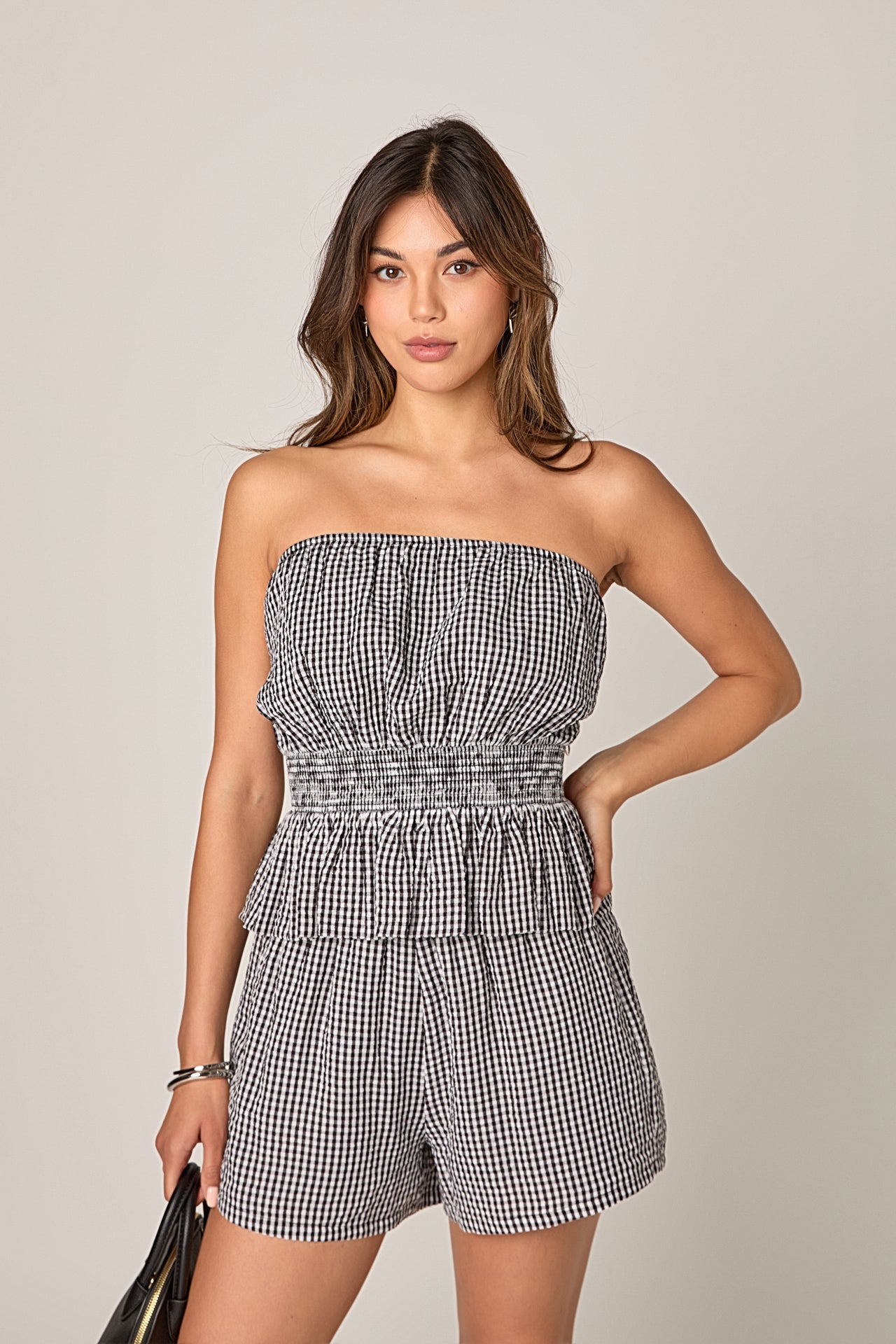 ENGLISH FACTORY - Gingham Check Strapless Top - TOPS available at Objectrare