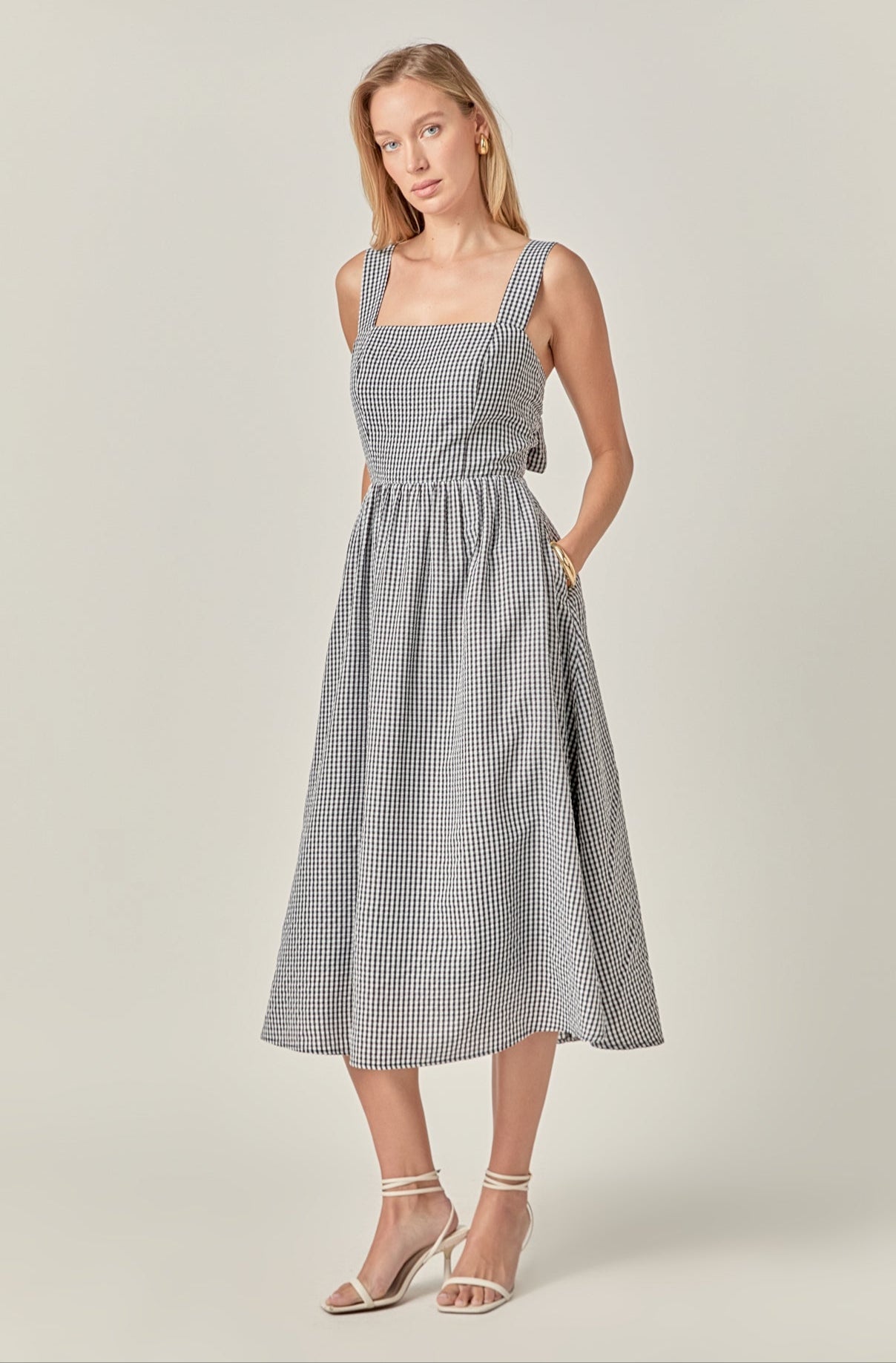 ENGLISH FACTORY - Gingham Check Square Neck Dress - DRESSES available at Objectrare