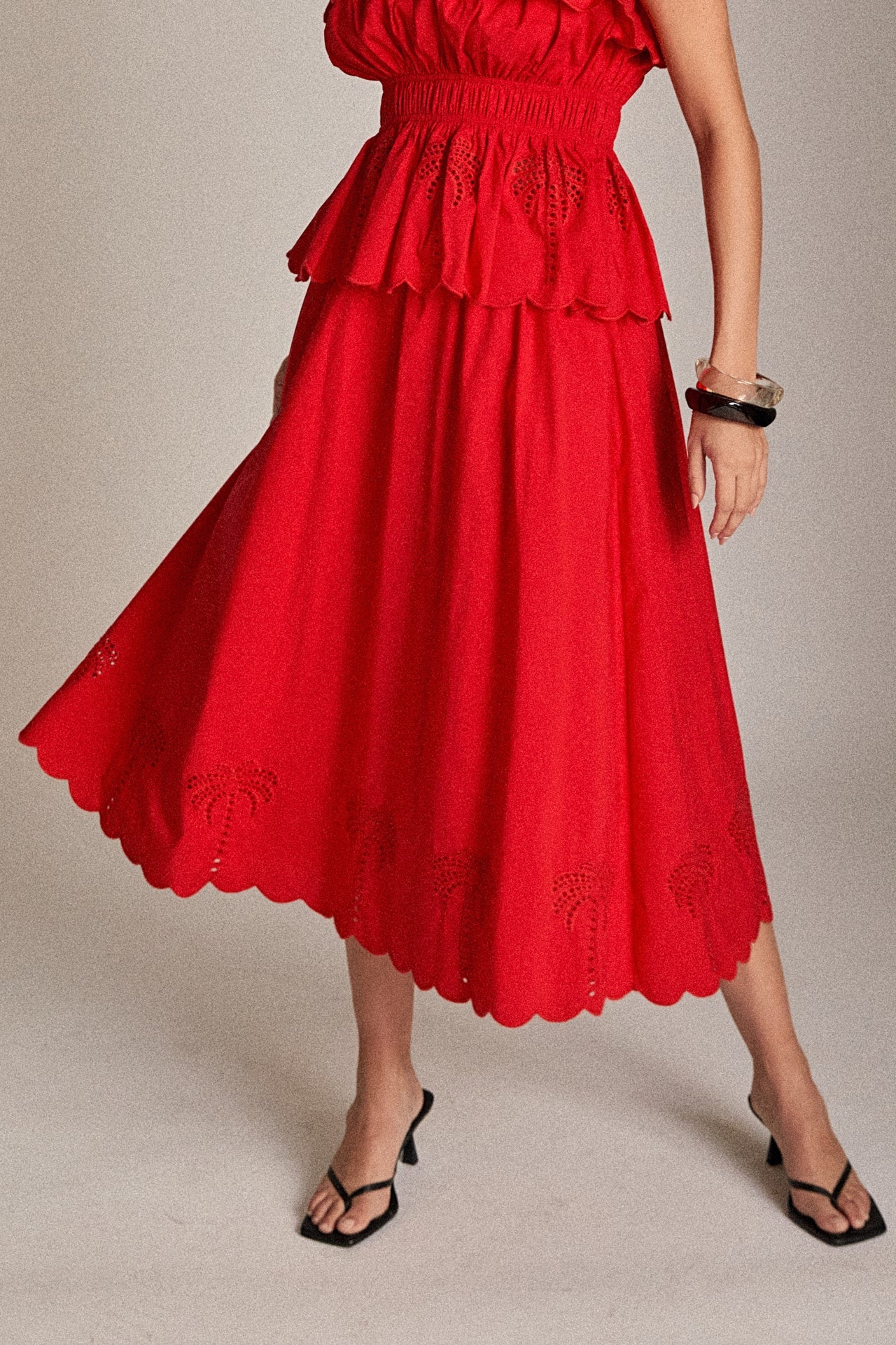 ENGLISH FACTORY - Sweet Scallop Midi Skirt - SKIRTS available at Objectrare