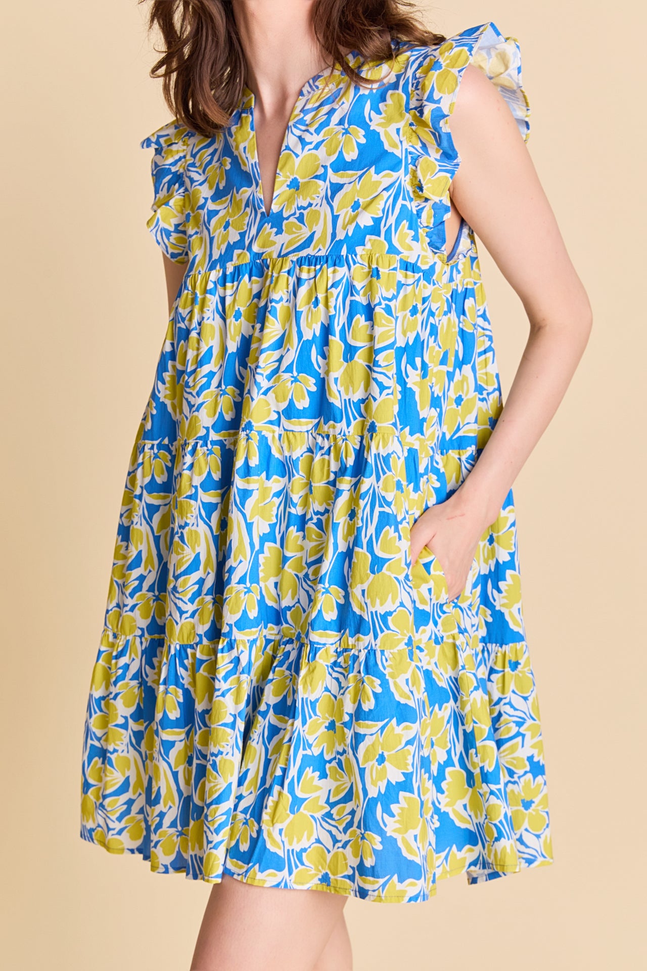 LA'VEN - Floral Printed Babydoll Mini Dress - DRESSES available at Objectrare