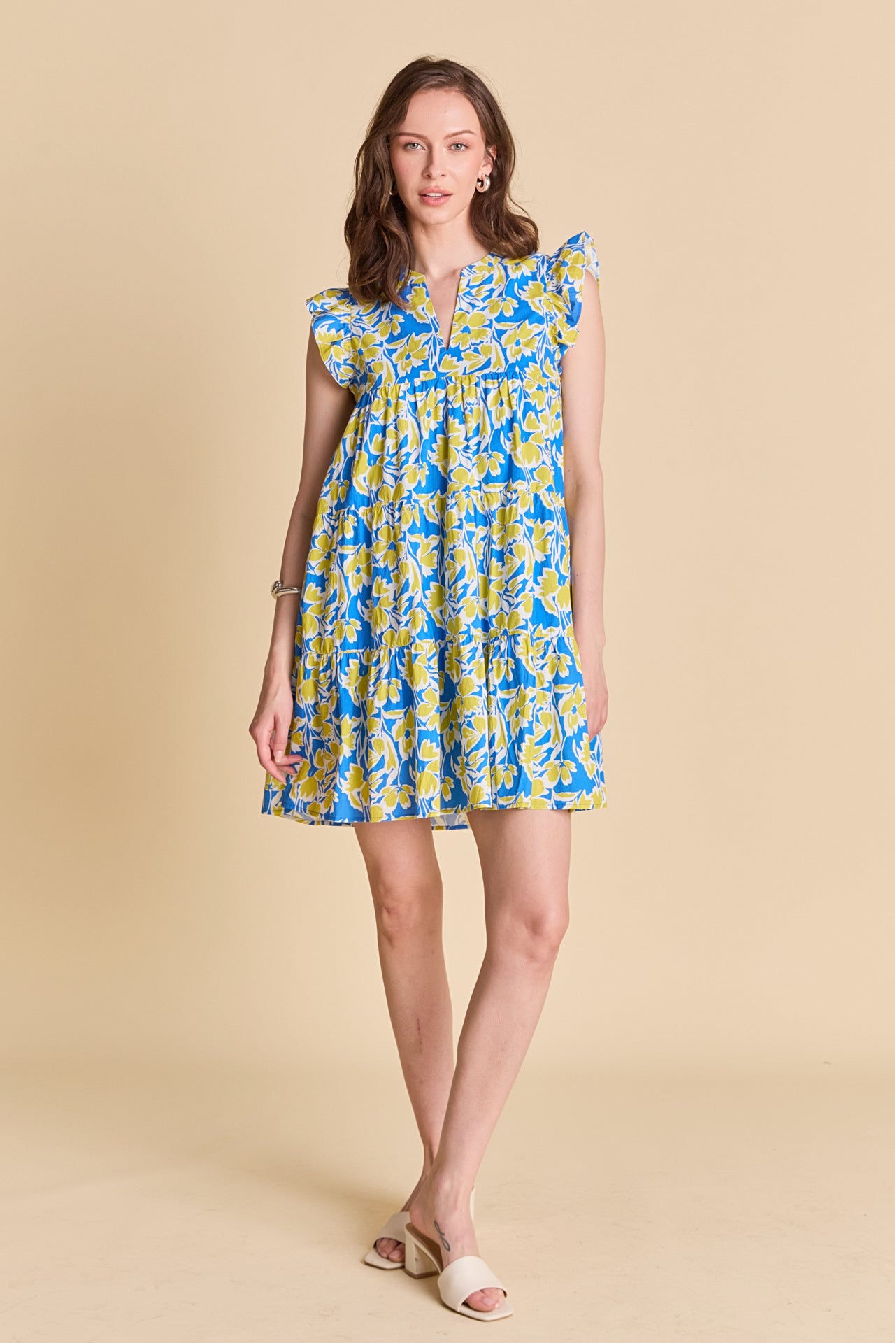 LA'VEN - Floral Printed Babydoll Mini Dress - DRESSES available at Objectrare