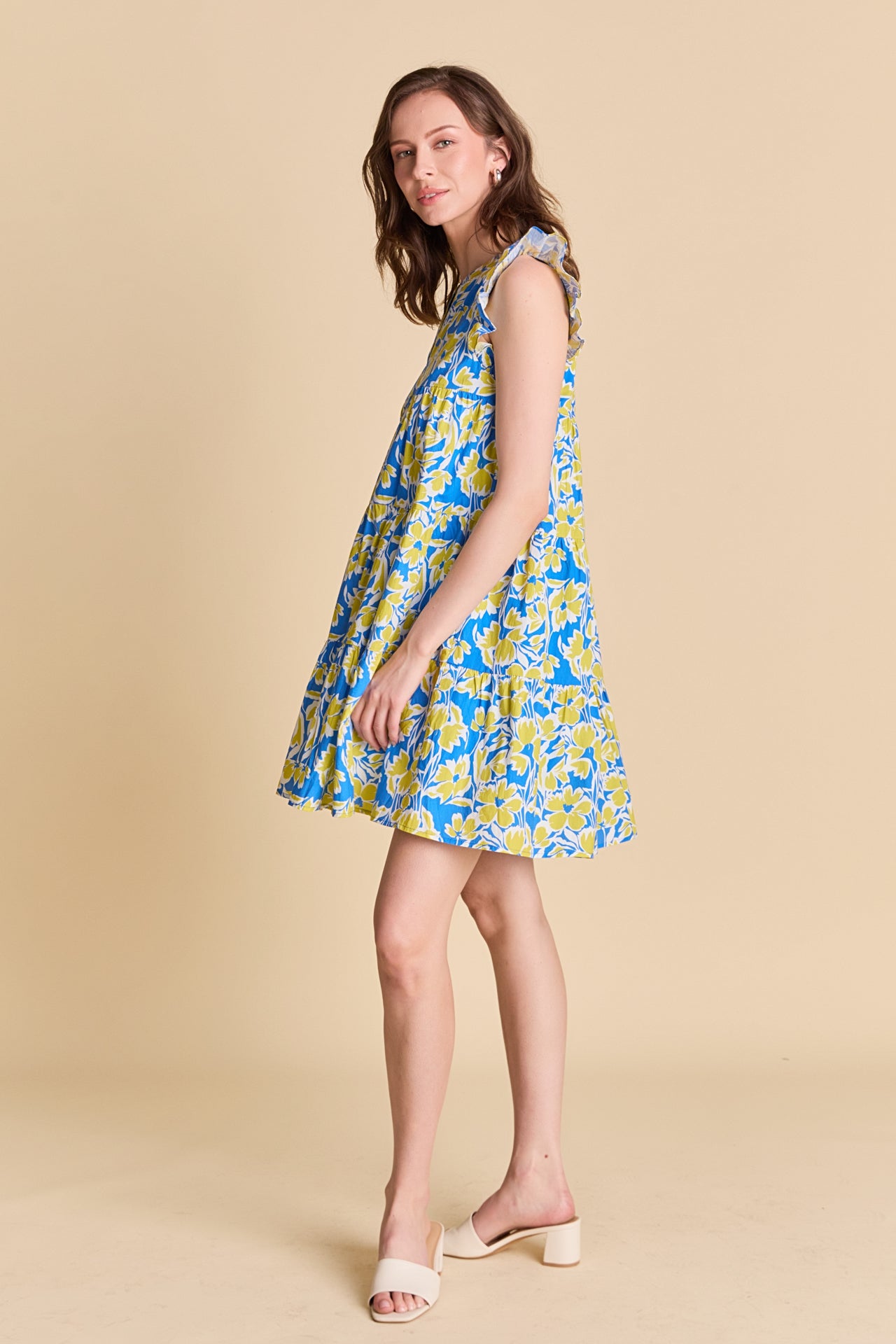 LA'VEN - Floral Printed Babydoll Mini Dress - DRESSES available at Objectrare
