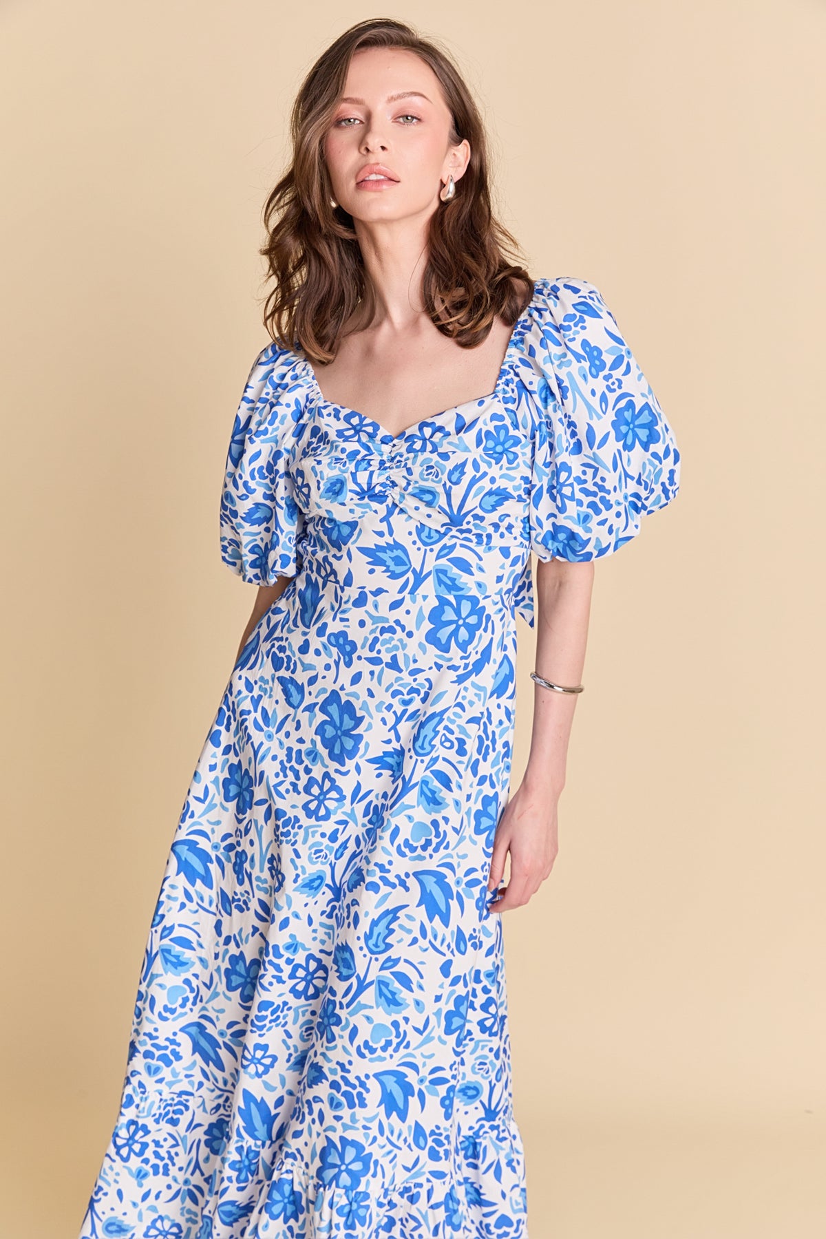 LA'VEN - Print Back Bow Tie Maxi Dress - DRESSES available at Objectrare