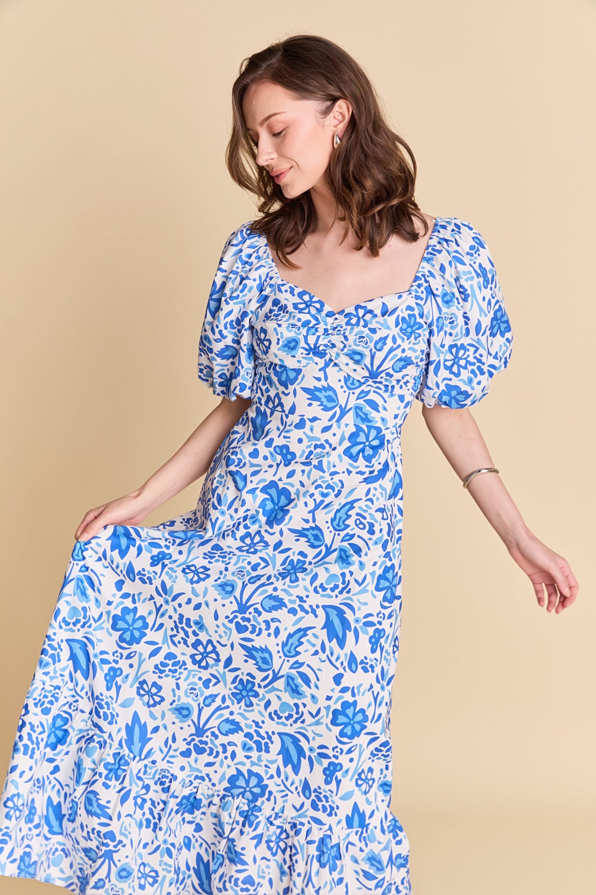 LA'VEN - Print Back Bow Tie Maxi Dress - DRESSES available at Objectrare