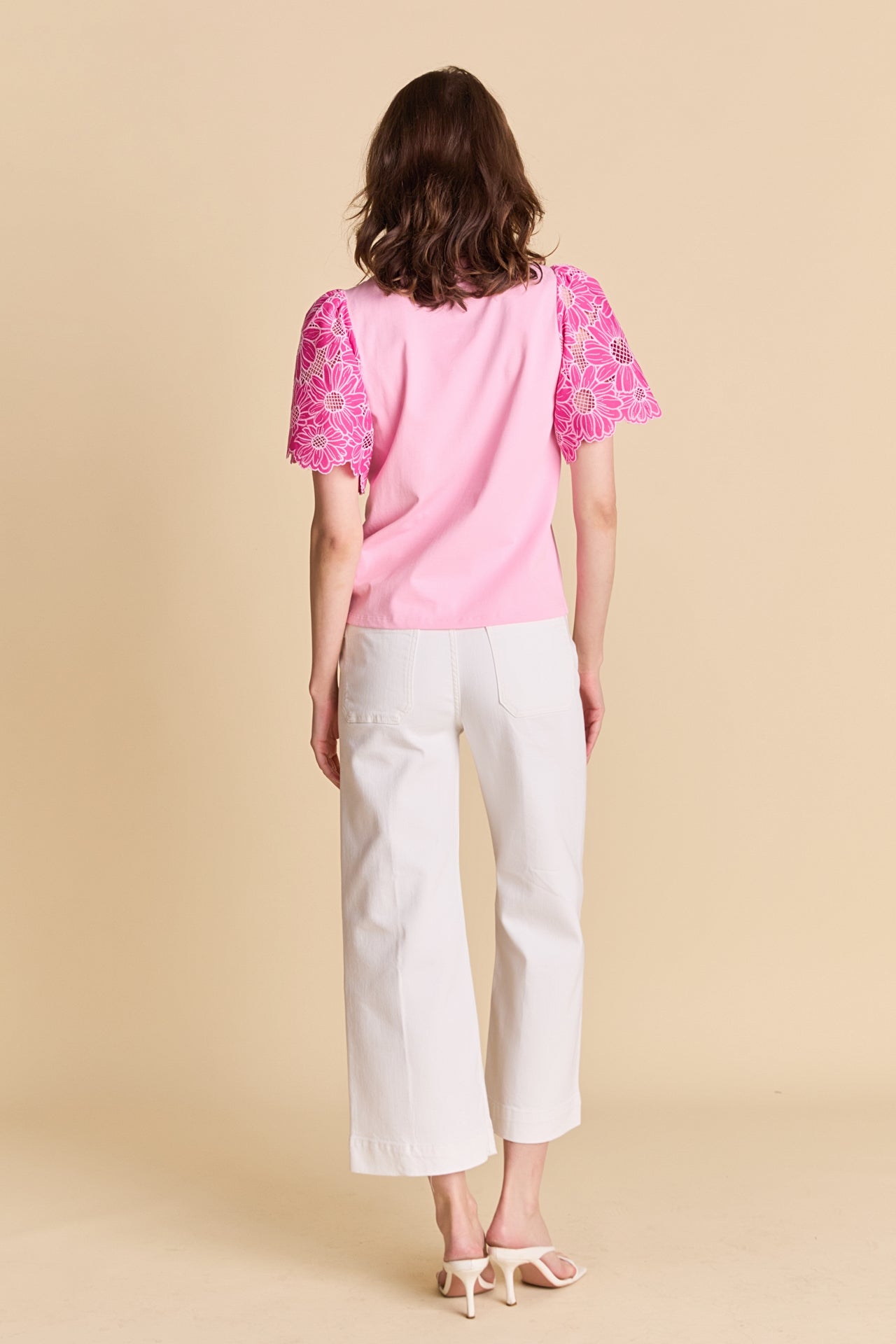 LA'VEN - Mixed Media Puff Sleeve Top - TOPS available at Objectrare