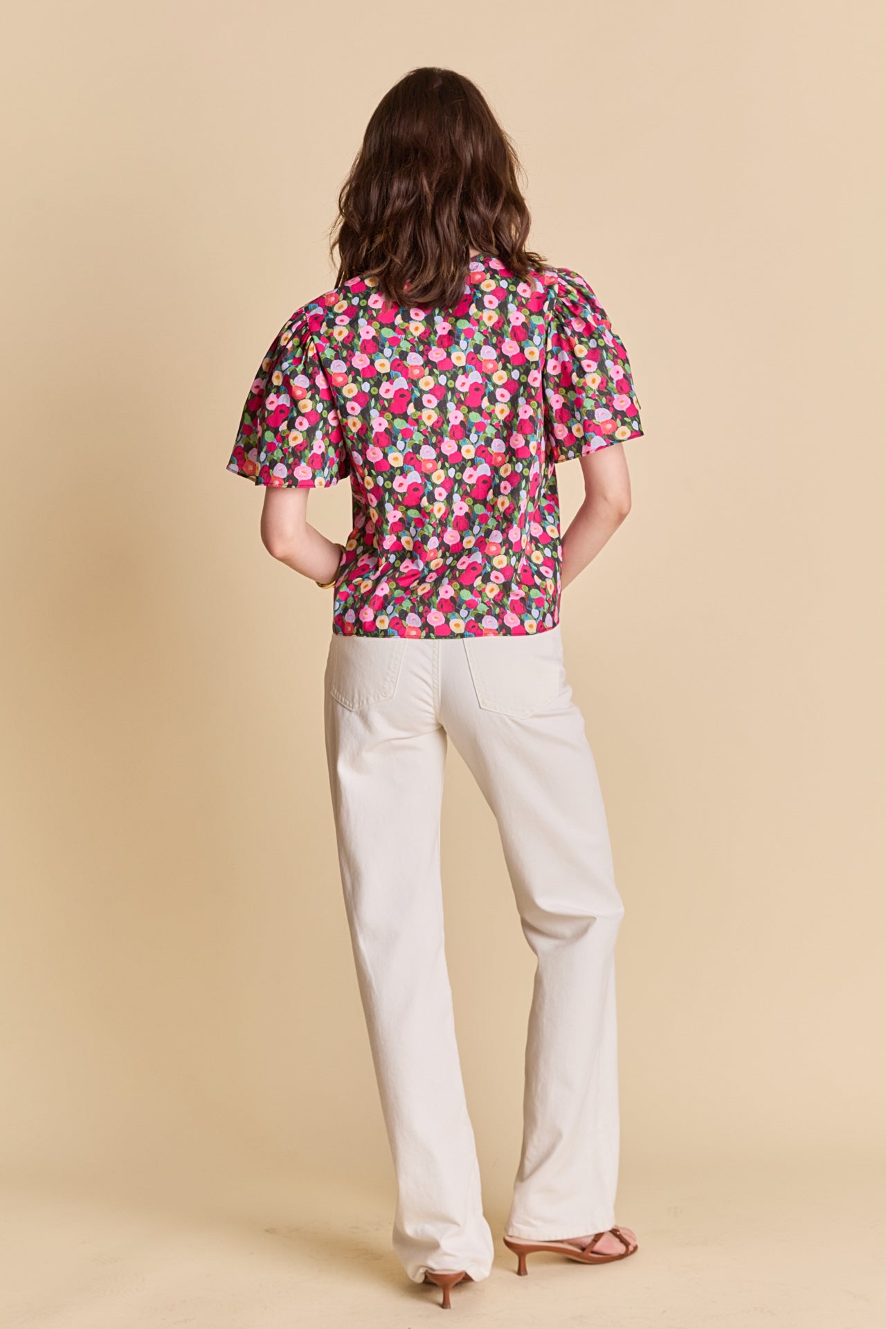 LA'VEN - Floral Bell Short Sleeve Top - TOPS available at Objectrare