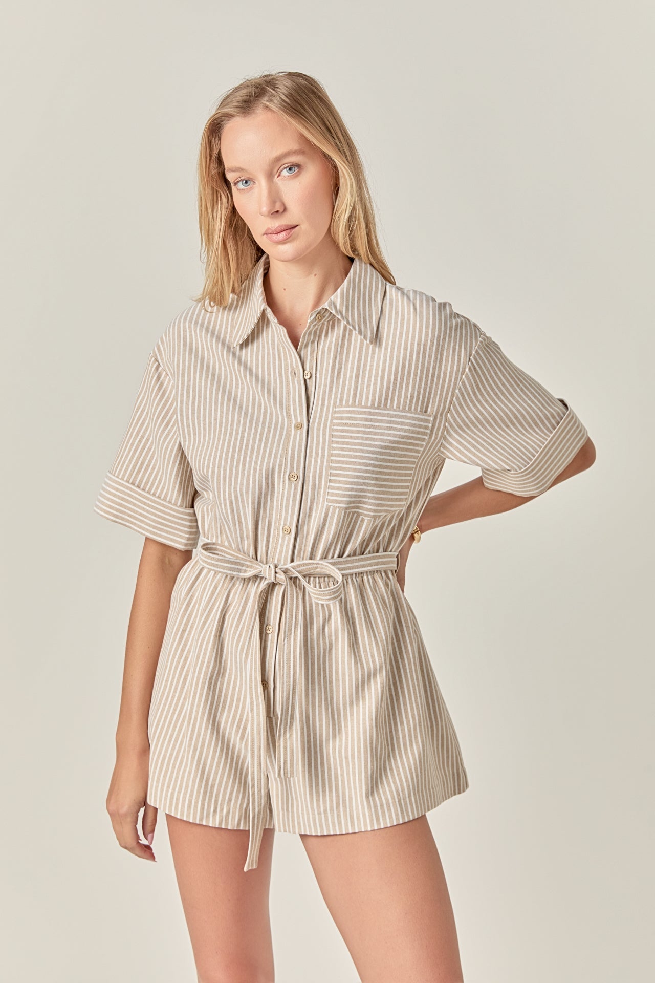 ENGLISH FACTORY - Stripe Oxford Fabric Romper - ROMPERS available at Objectrare