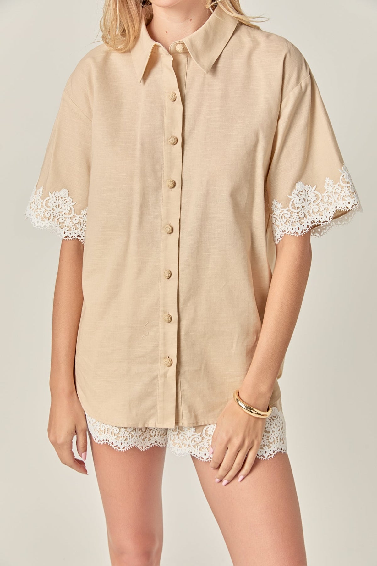 ENGLISH FACTORY - Linen Lace Shirt - BLOUSES available at Objectrare