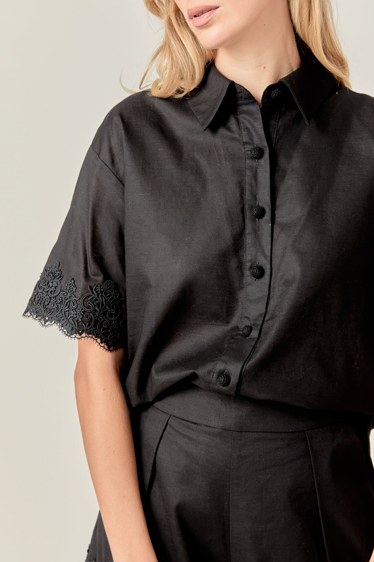 ENGLISH FACTORY - Linen Lace Shirt - BLOUSES available at Objectrare