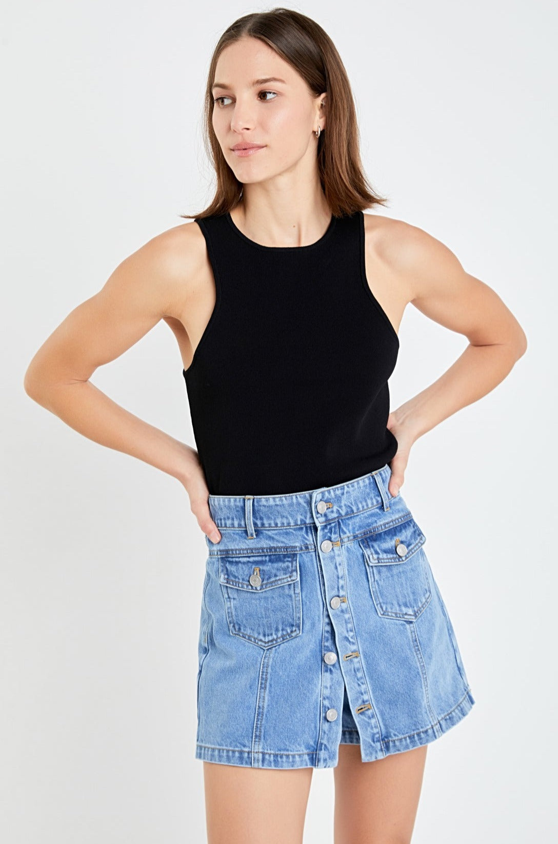 GREY LAB - Denim Skort - SKORTS available at Objectrare