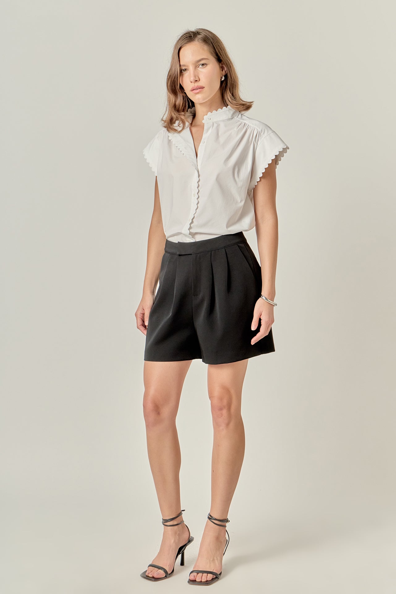 ENGLISH FACTORY - Scallop Trim Ric Rac Short Sleeve Shirt - SHIRTS & BLOUSES available at Objectrare