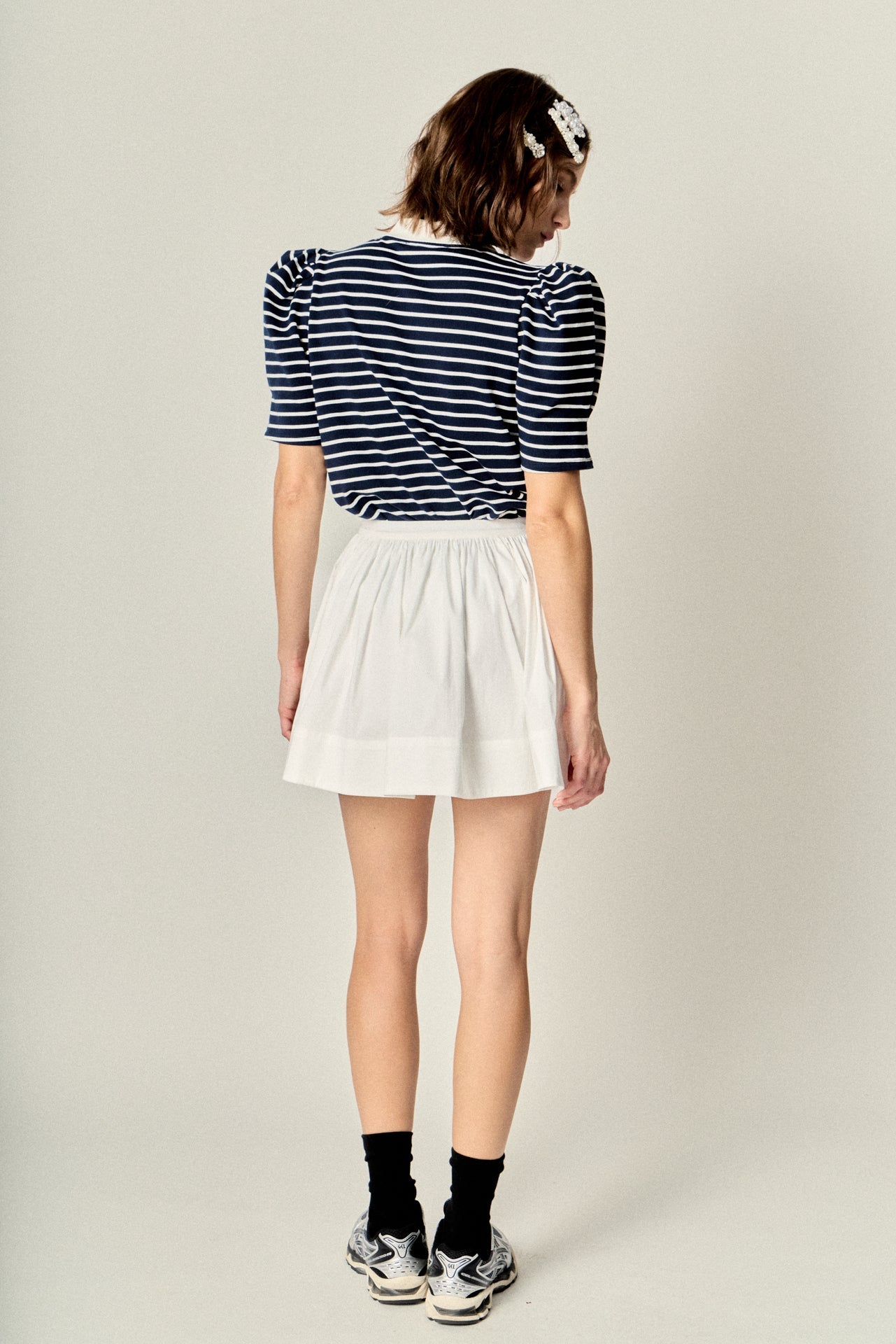 ENGLISH FACTORY - Puff Sleeve Polo Jersey Top - TOPS available at Objectrare