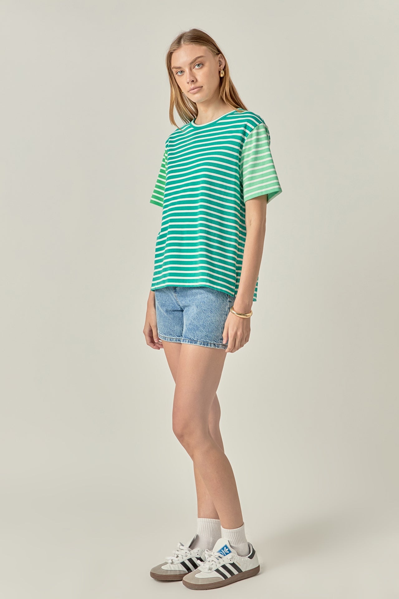 ENGLISH FACTORY - Stripe Color Block Short Sleeve Shirt - TOPS available at Objectrare