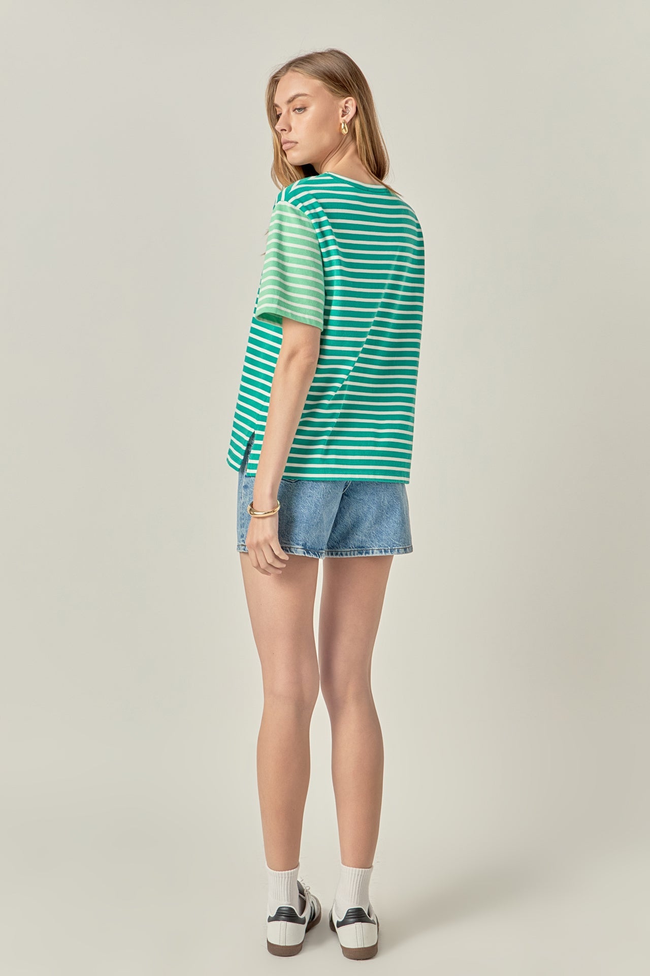 ENGLISH FACTORY - Stripe Color Block Short Sleeve Shirt - TOPS available at Objectrare